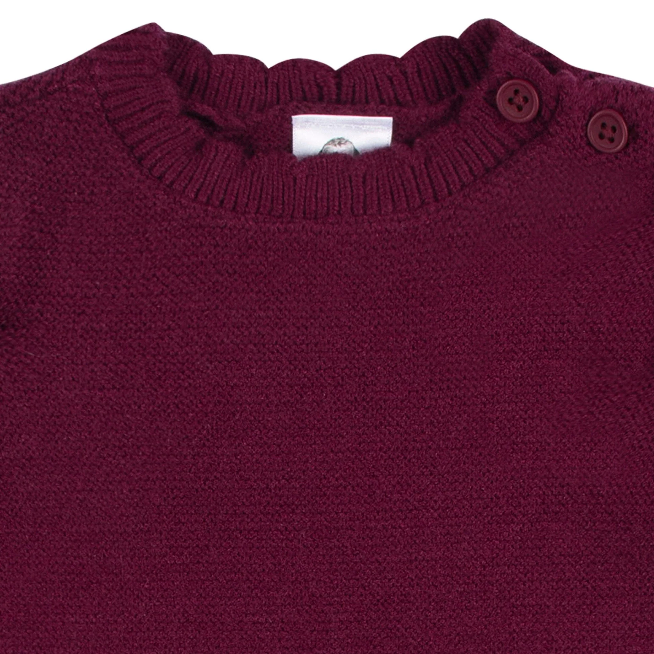 Baby Girls Flowers Sweater Knit Romper - Image 3