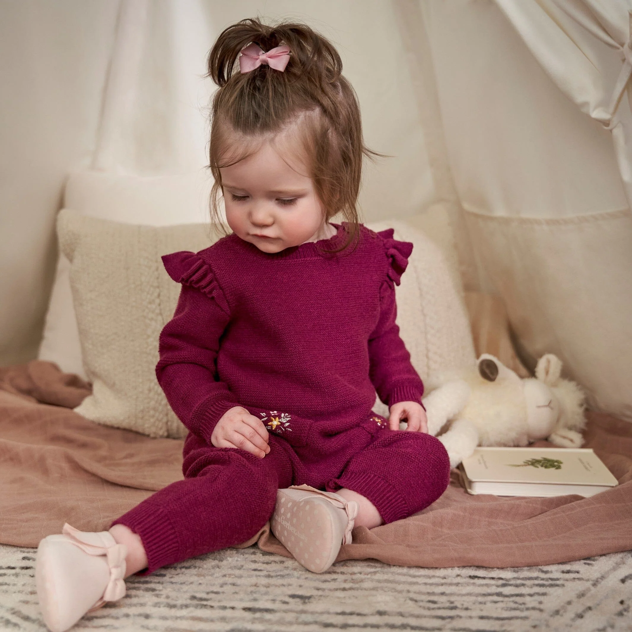 Baby Girls Flowers Sweater Knit Romper - Image 7