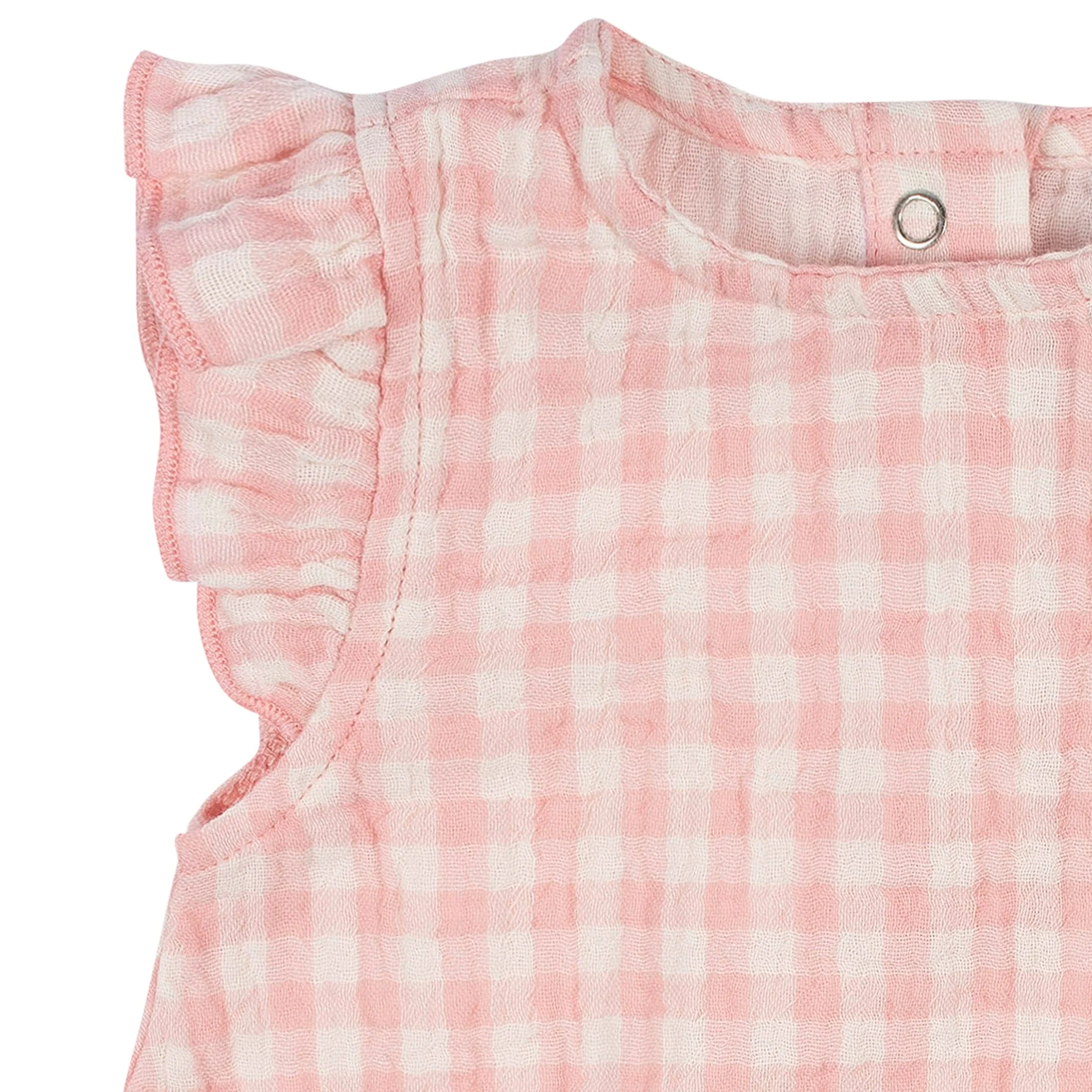 Baby Girls Pink Gingham Gauze Bubble Romper - Image 2