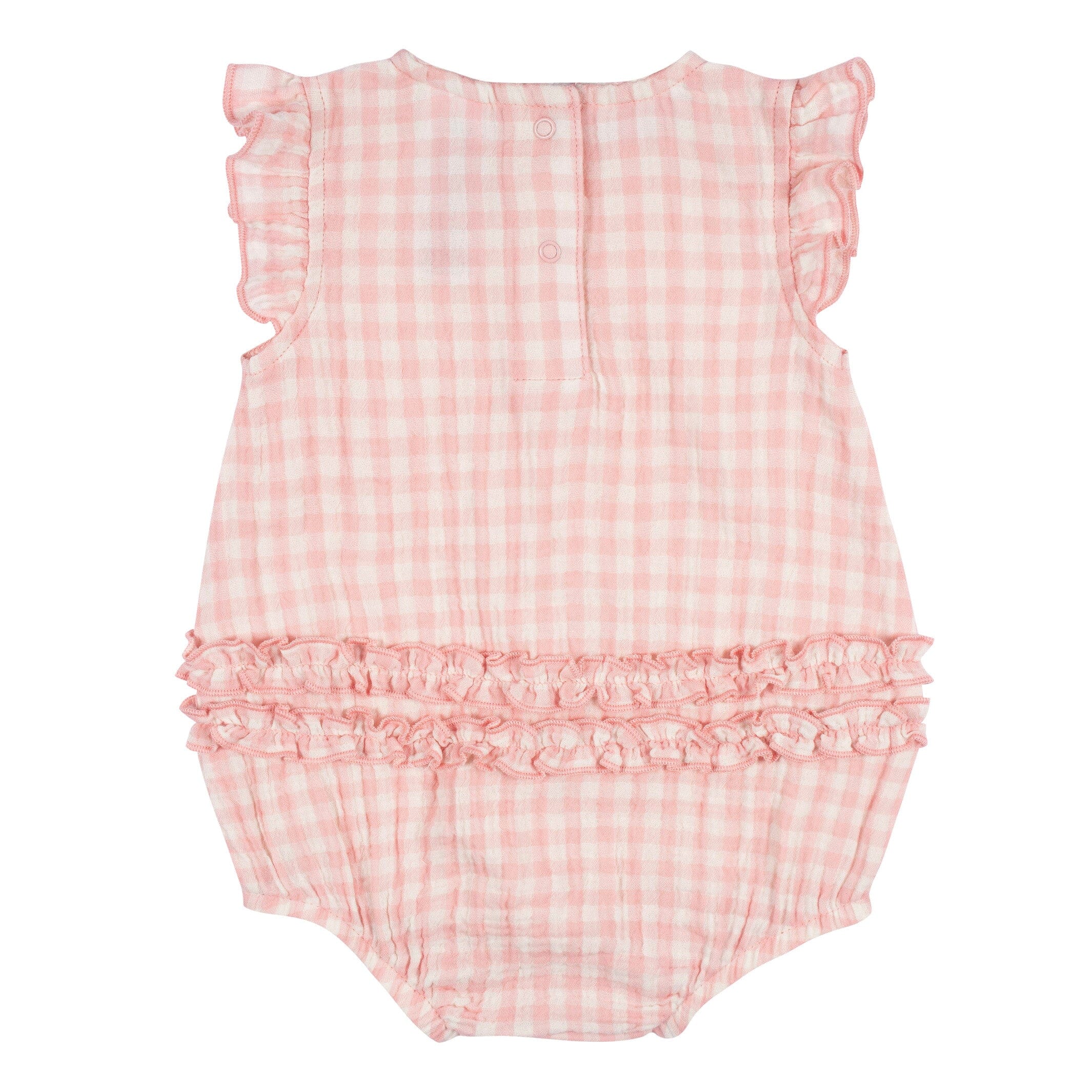 Baby Girls Pink Gingham Gauze Bubble Romper - Image 3
