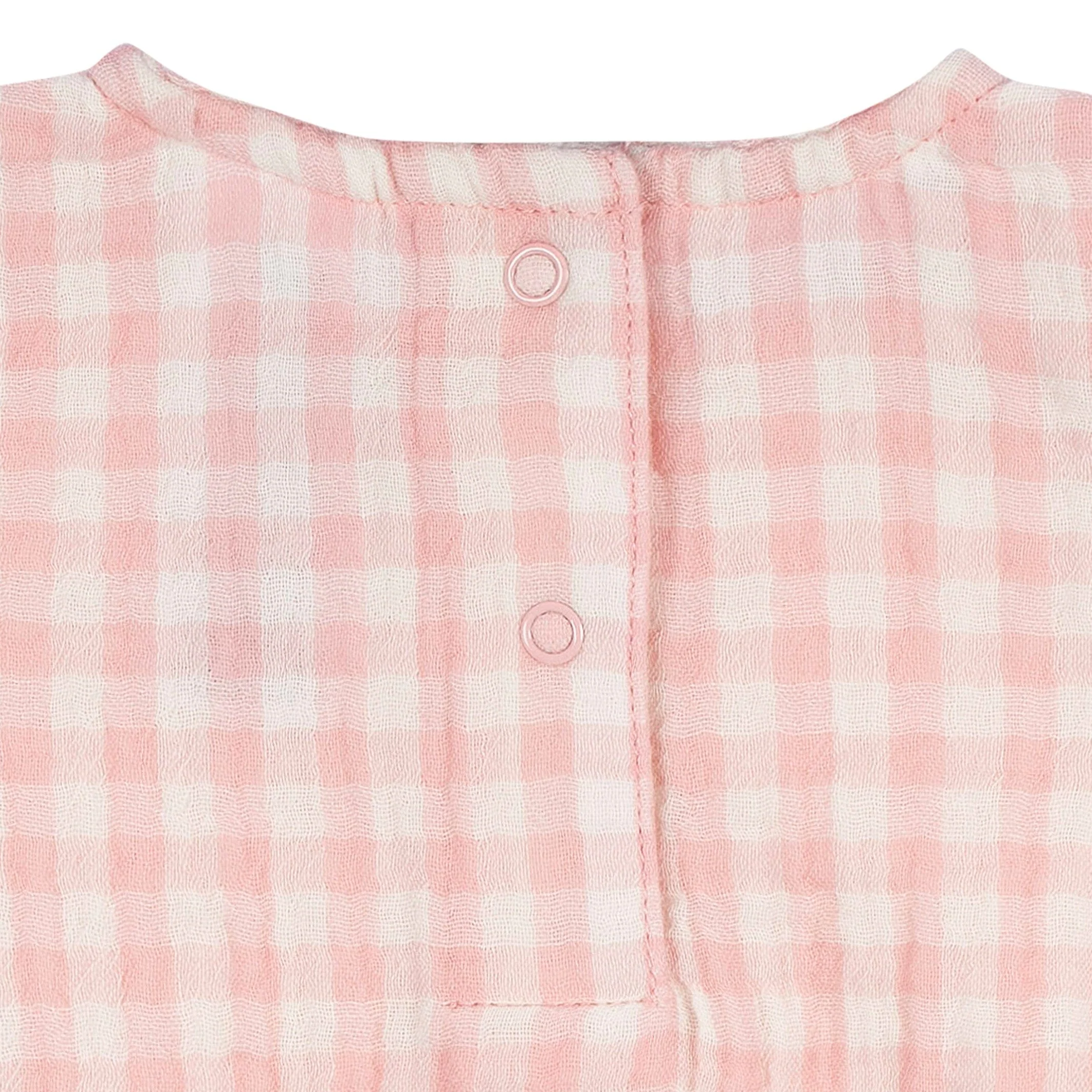 Baby Girls Pink Gingham Gauze Bubble Romper - Image 4