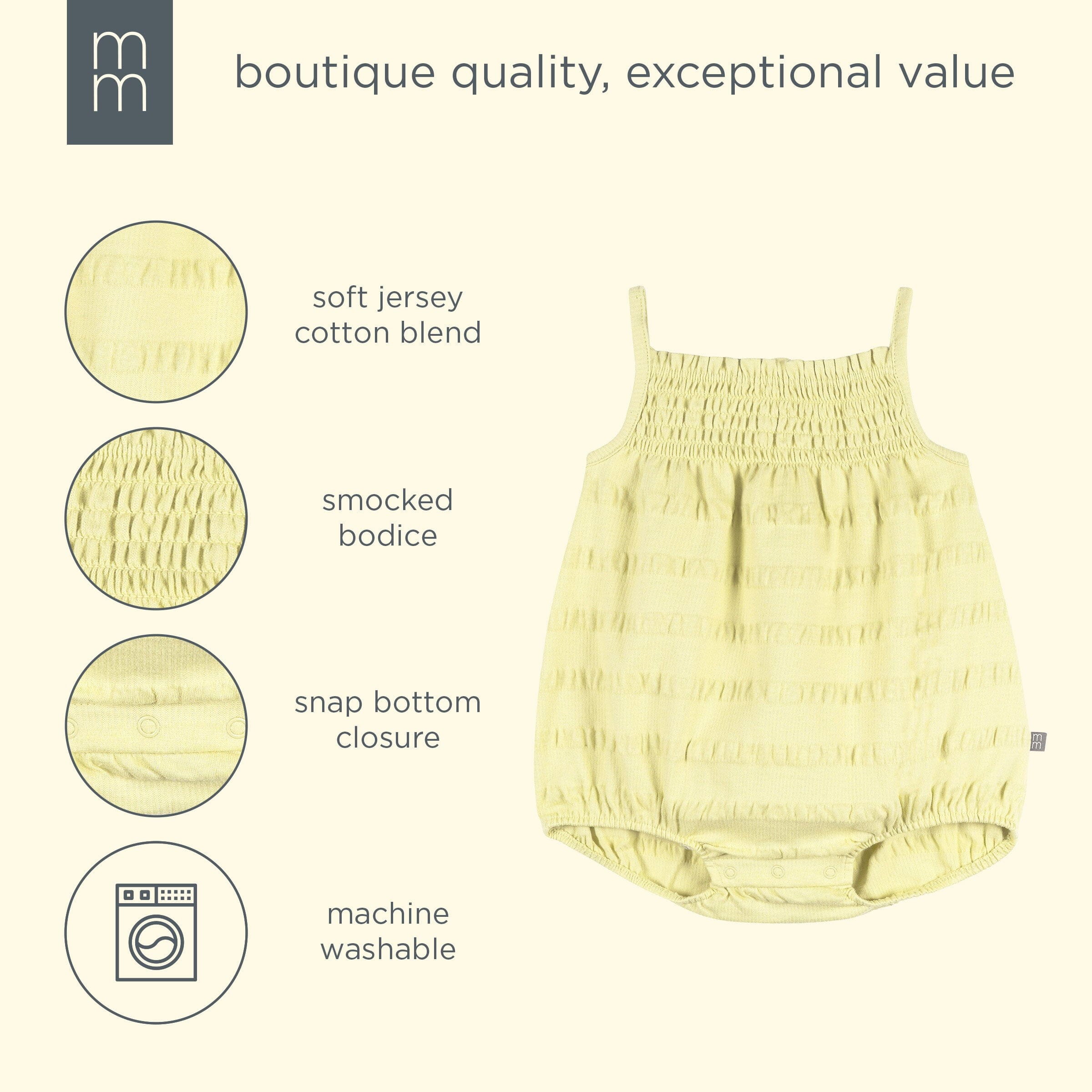 Baby Girls Light Yellow Bubble Romper - Image 5