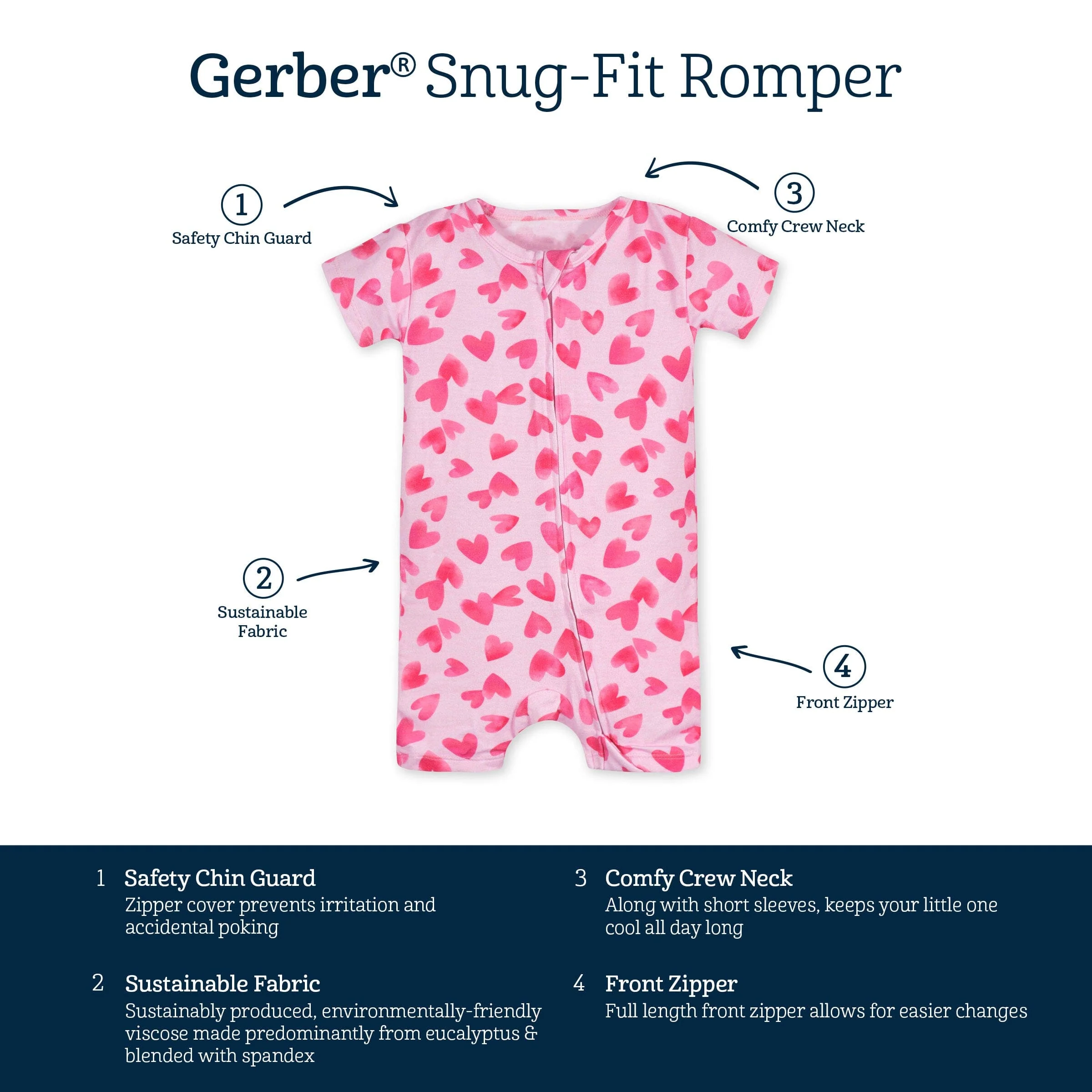 Baby Girls Heartfelt Buttery Soft Viscose Made from Eucalyptus Snug Fit Romper - Image 5
