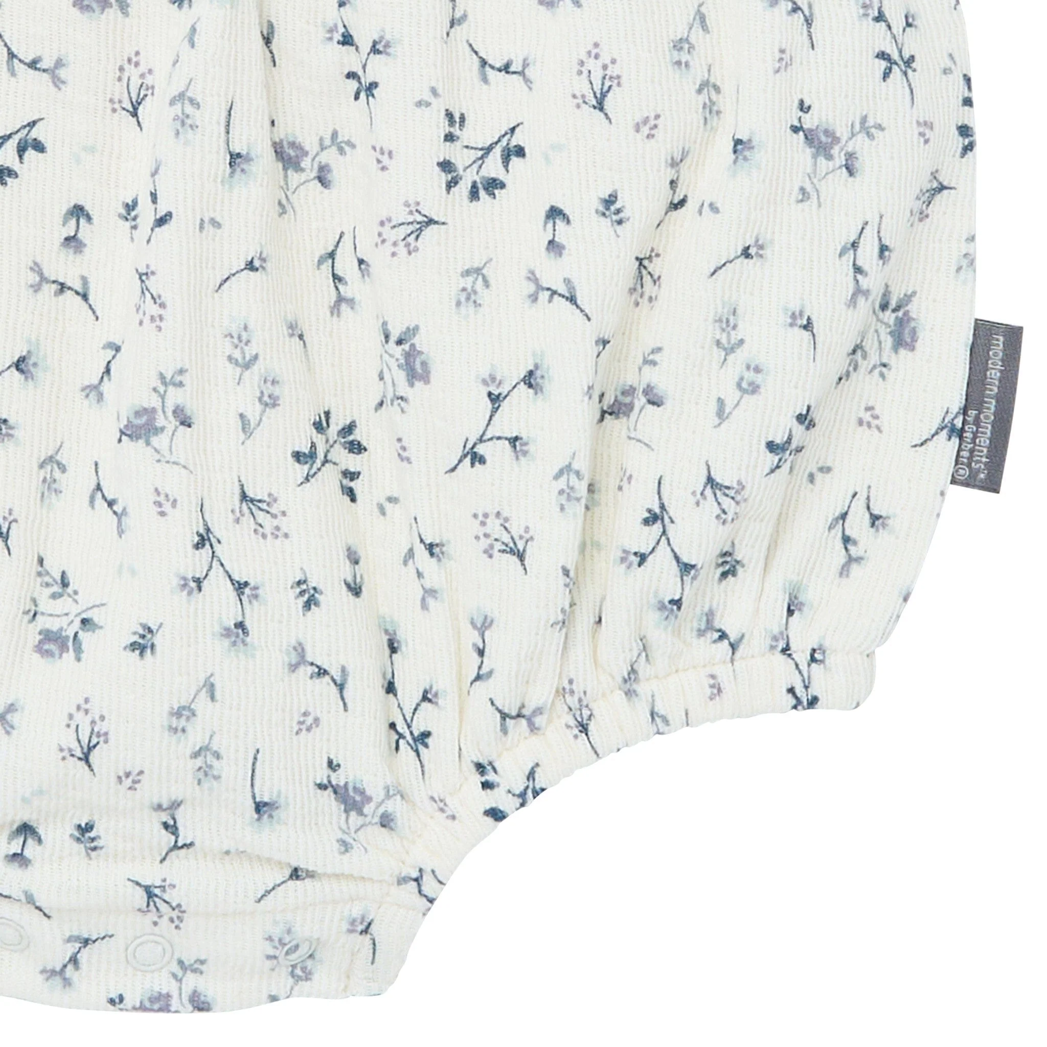 Baby Girls Blue Ditsy Ruffle Bubble Romper - Image 3