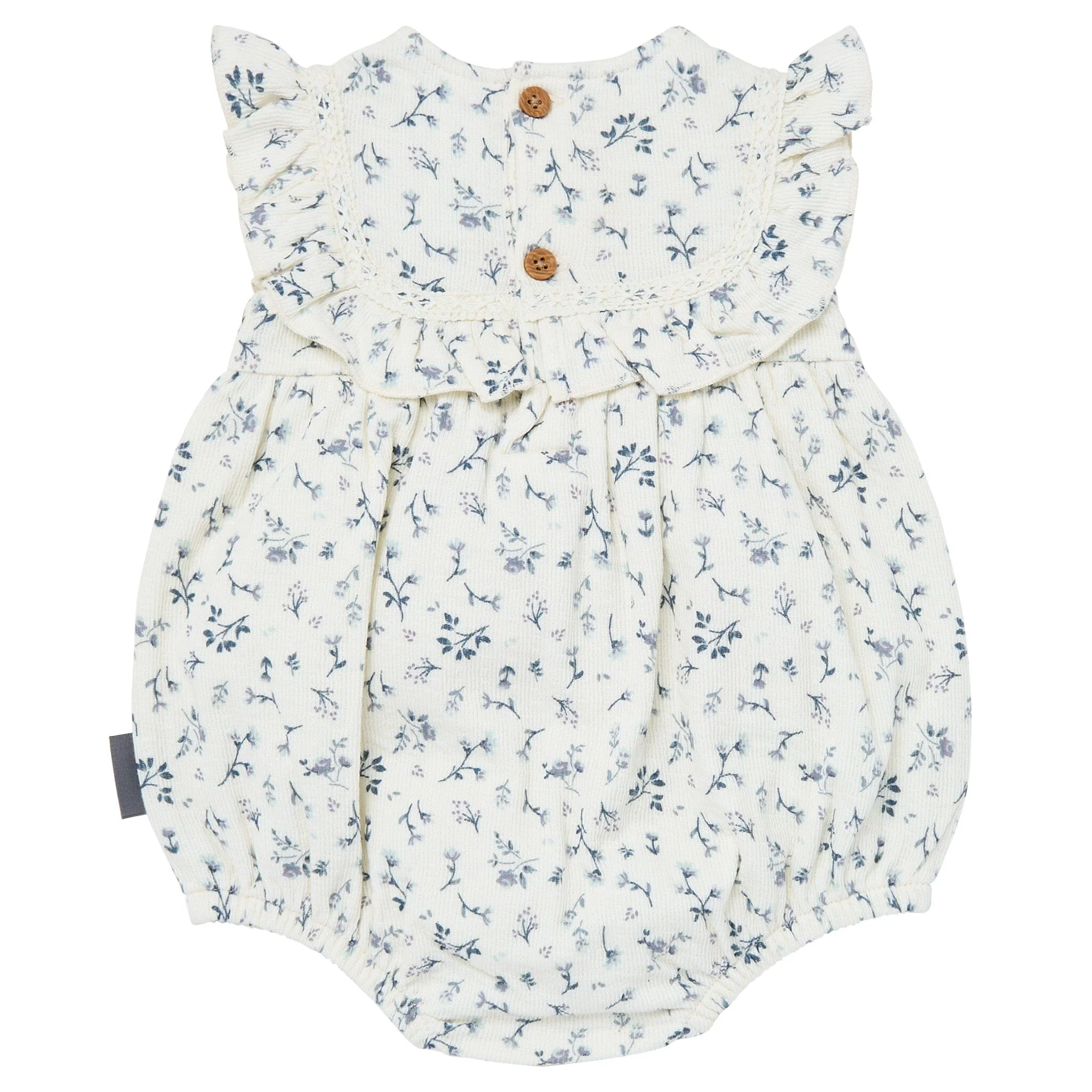 Baby Girls Blue Ditsy Ruffle Bubble Romper - Image 4