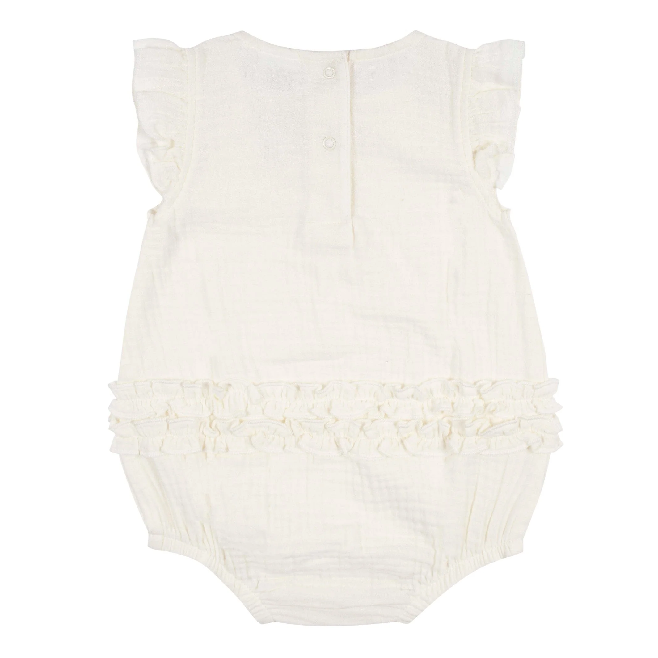 Baby Girls Ivory Gauze Bubble Romper, 0-3M - Image 3