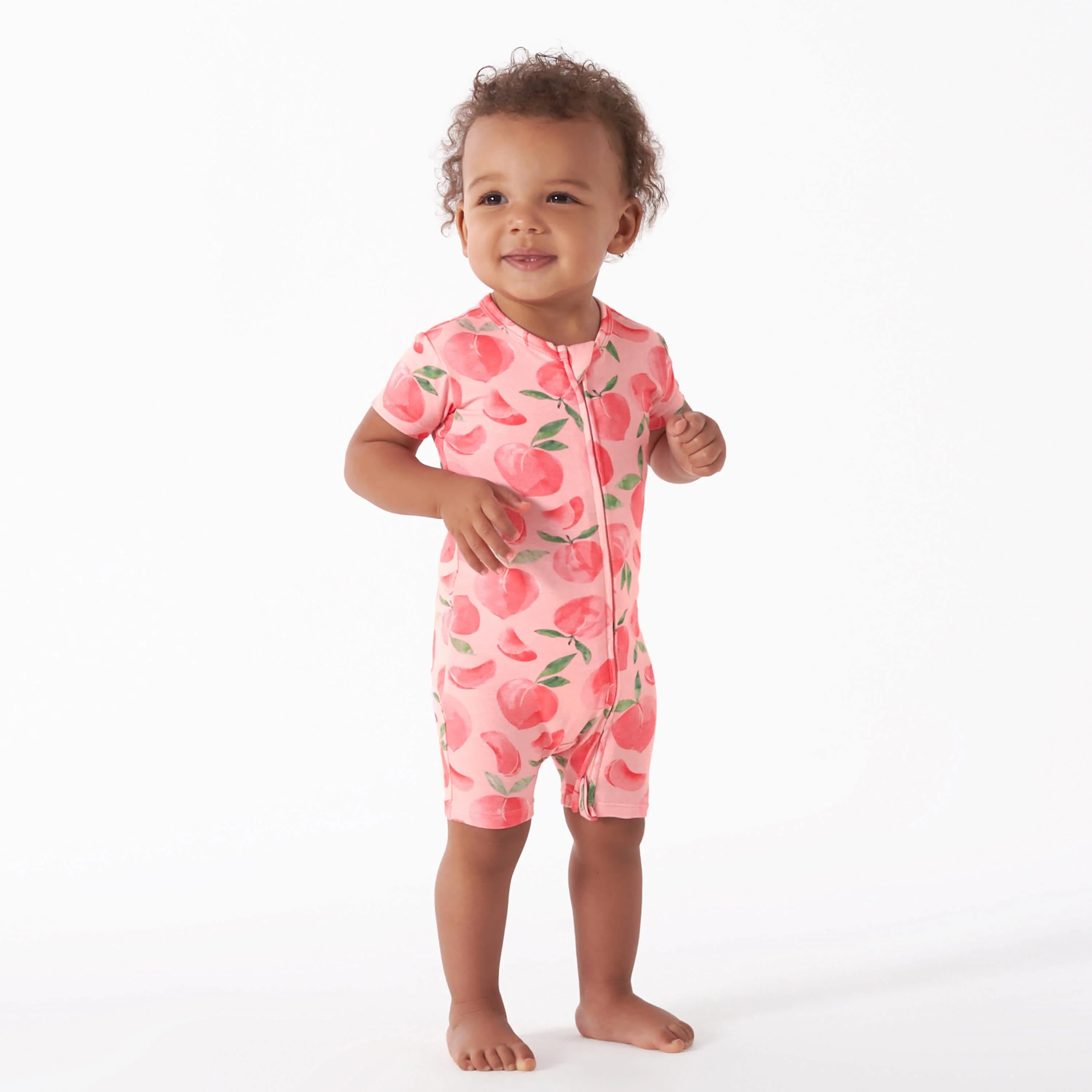 Baby Girls Just Peachy Buttery Soft Viscose Made from Eucalyptus Snug Fit Romper - Image 3