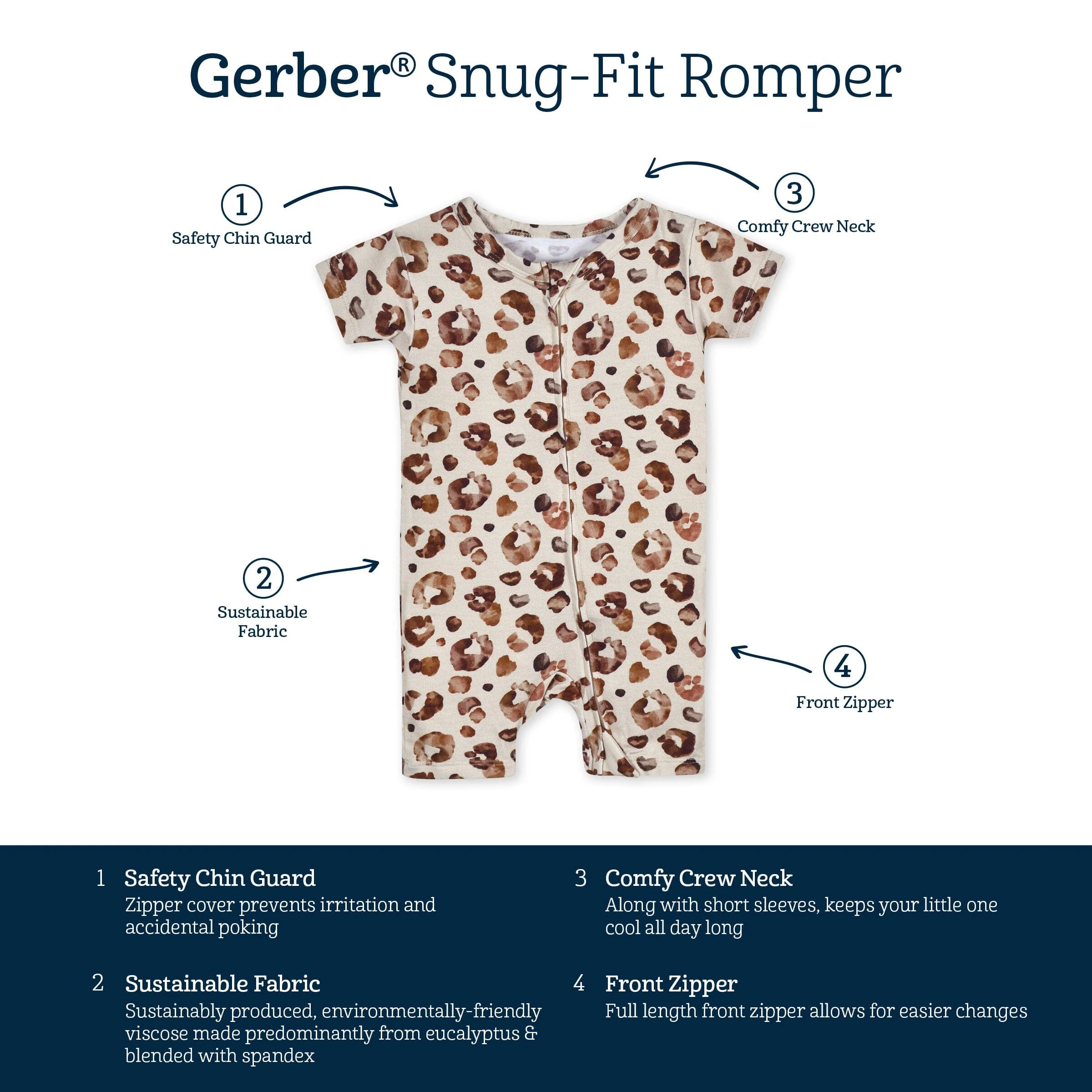 Baby Spotted Leopard Buttery Soft Viscose Made from Eucalyptus Snug Fit Romper, 6-9M - Image 5