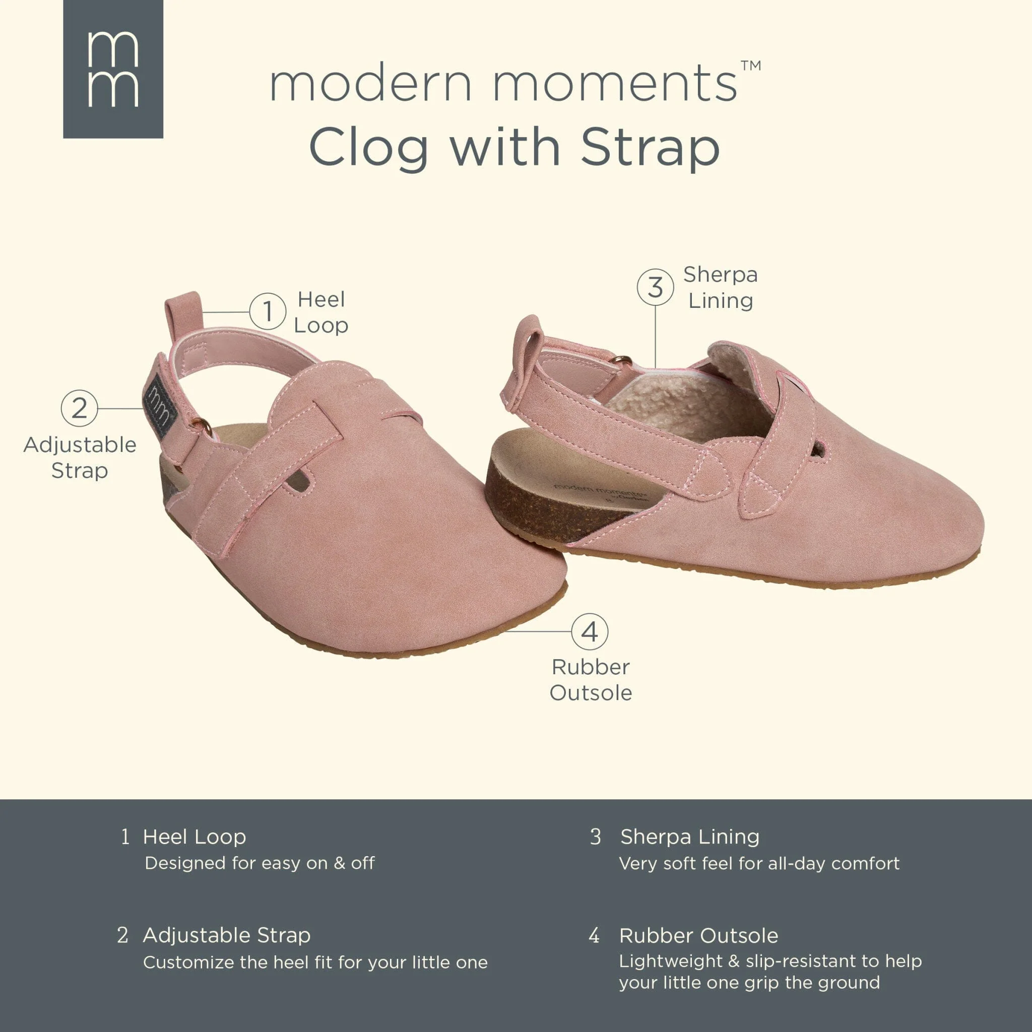 Baby & Toddler Girls Light Pink Clogs With Strap - Image 6