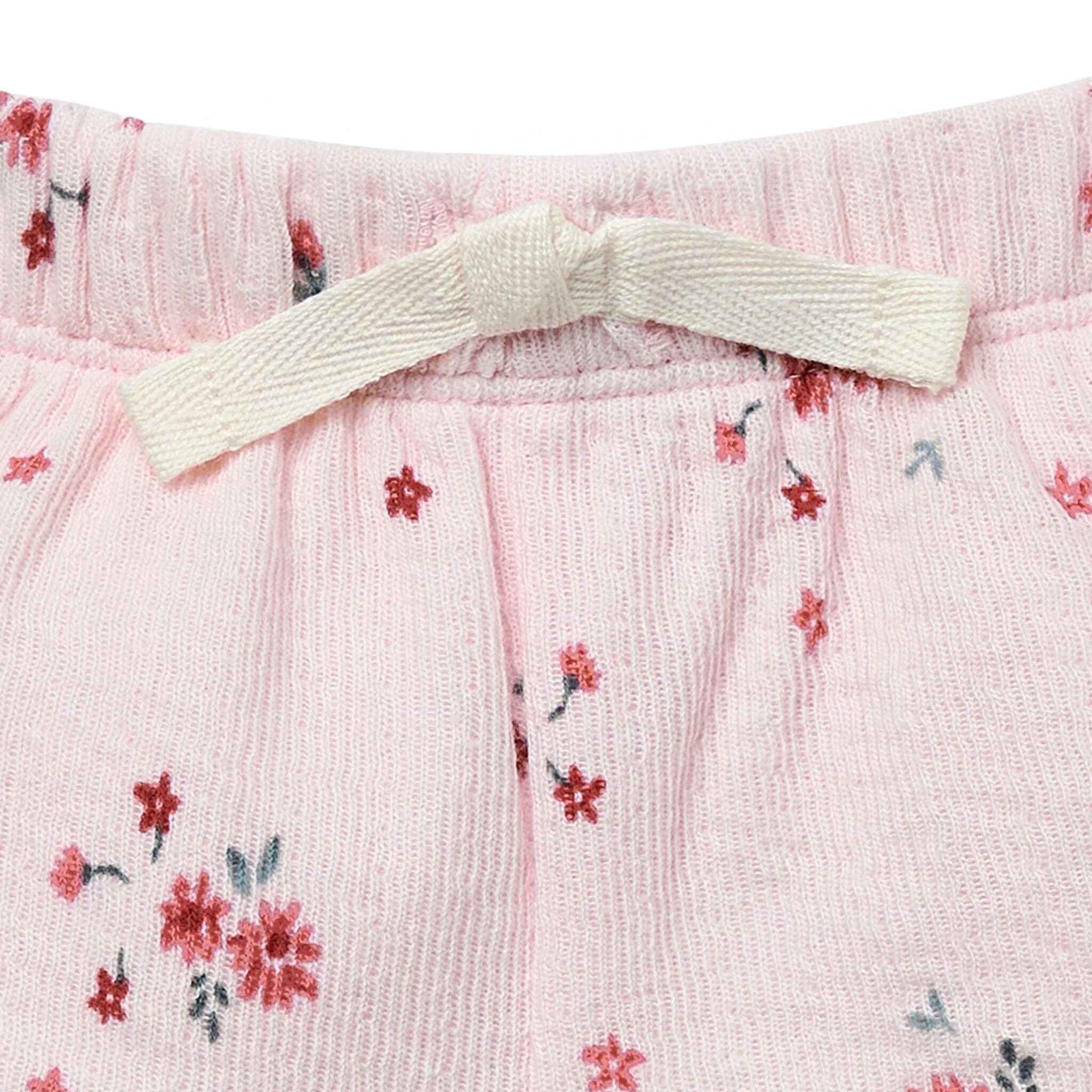 Baby Girls Light Pink Floral Cuffed Shorts - Image 2