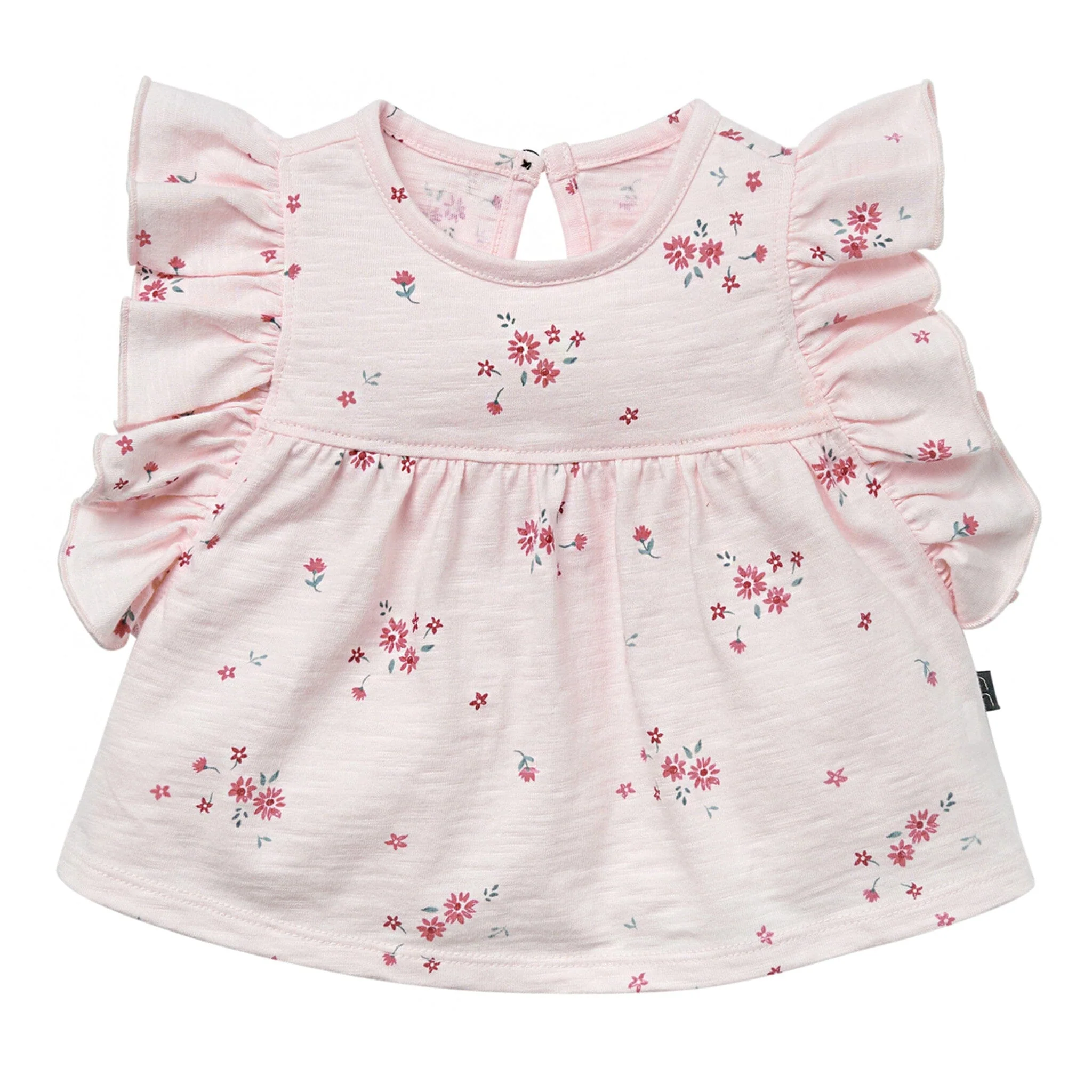 Baby Girls Light Pink Floral Ruffle Sleeve Top