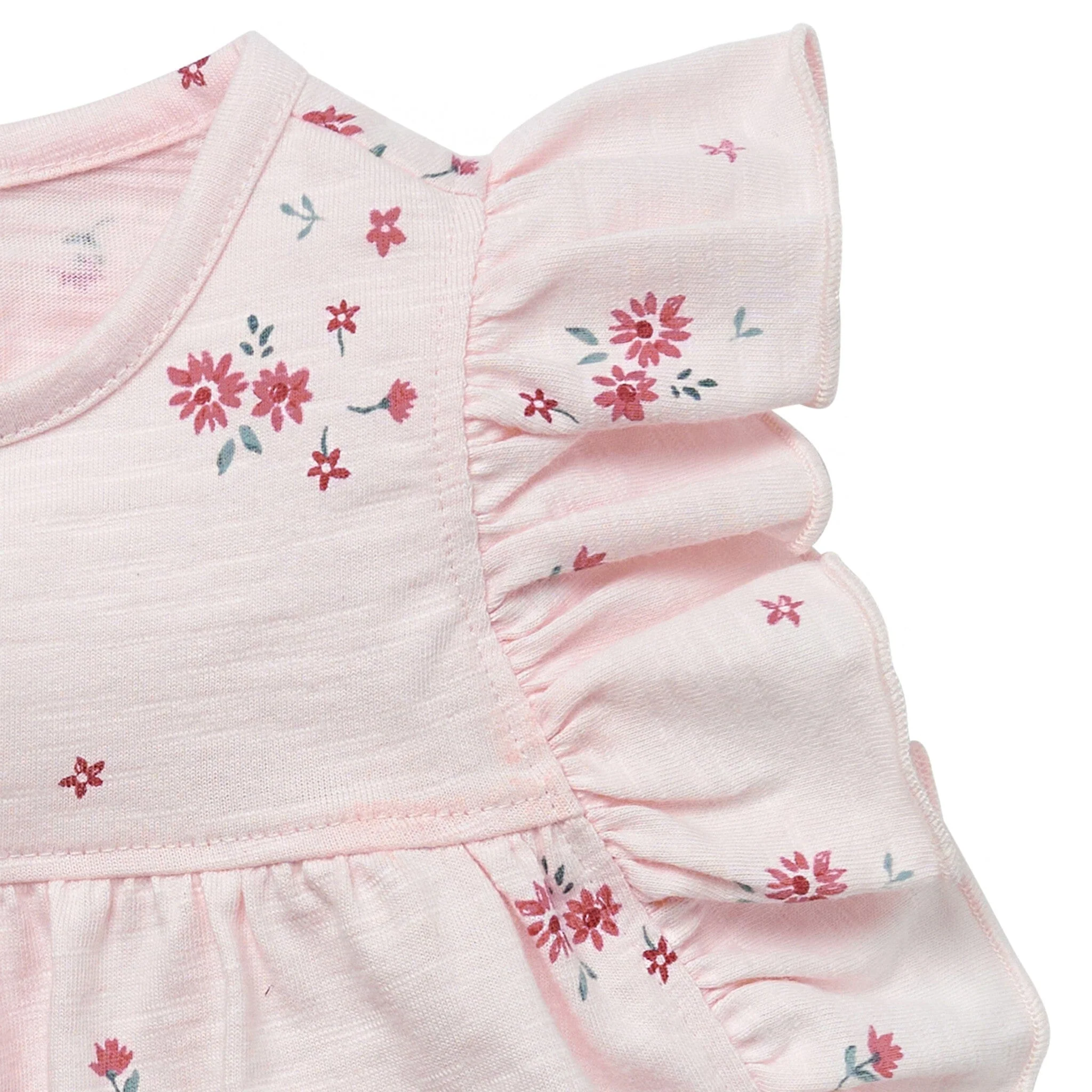 Baby Girls Light Pink Floral Ruffle Sleeve Top - Image 6