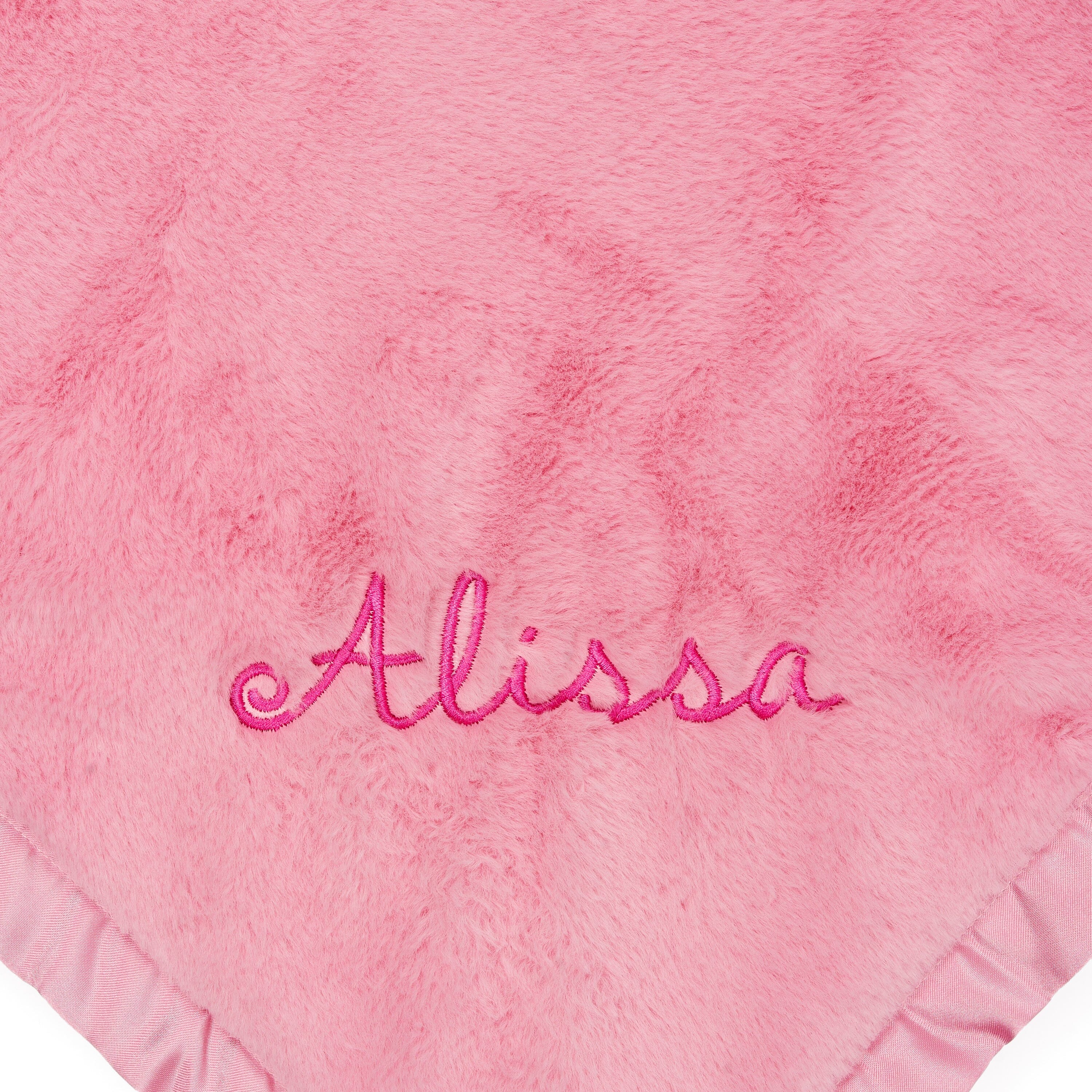 Embroidered Girls Light Pink Plush Blanket - Image 2