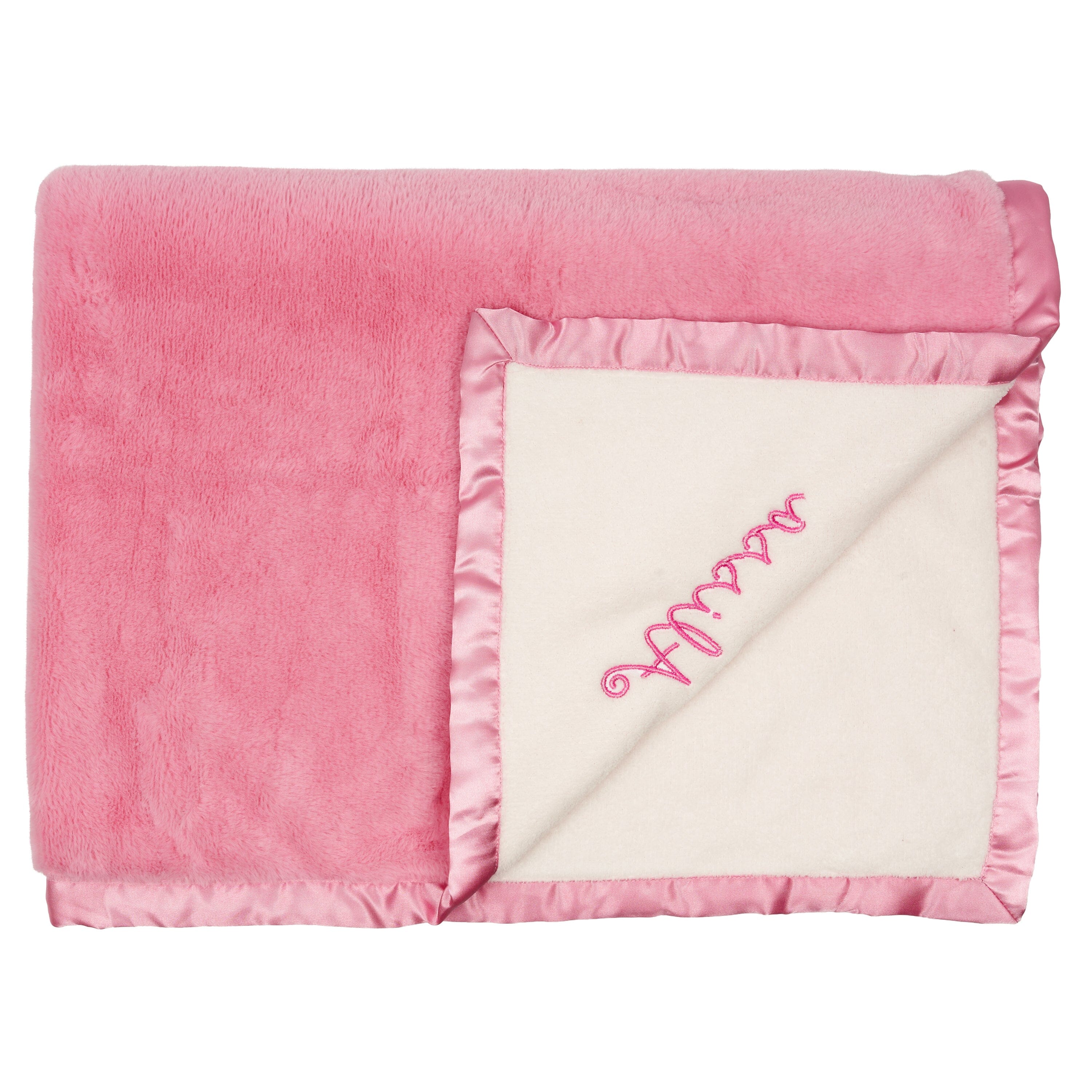 Embroidered Girls Light Pink Plush Blanket - Image 3