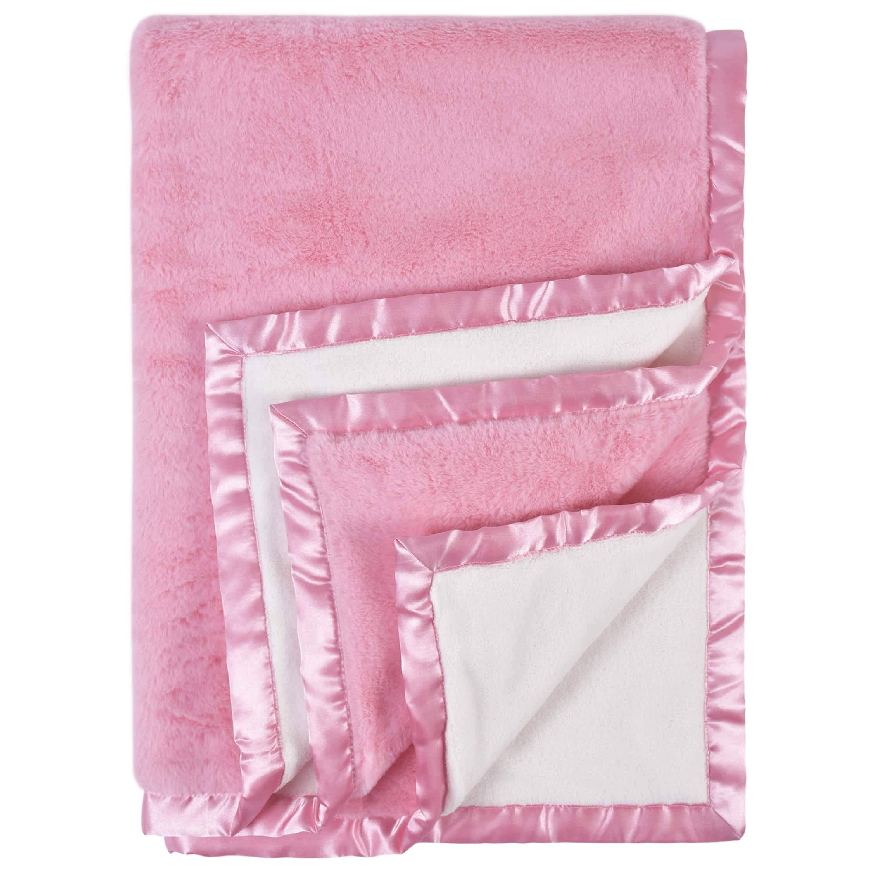 Embroidered Girls Light Pink Plush Blanket - Image 4