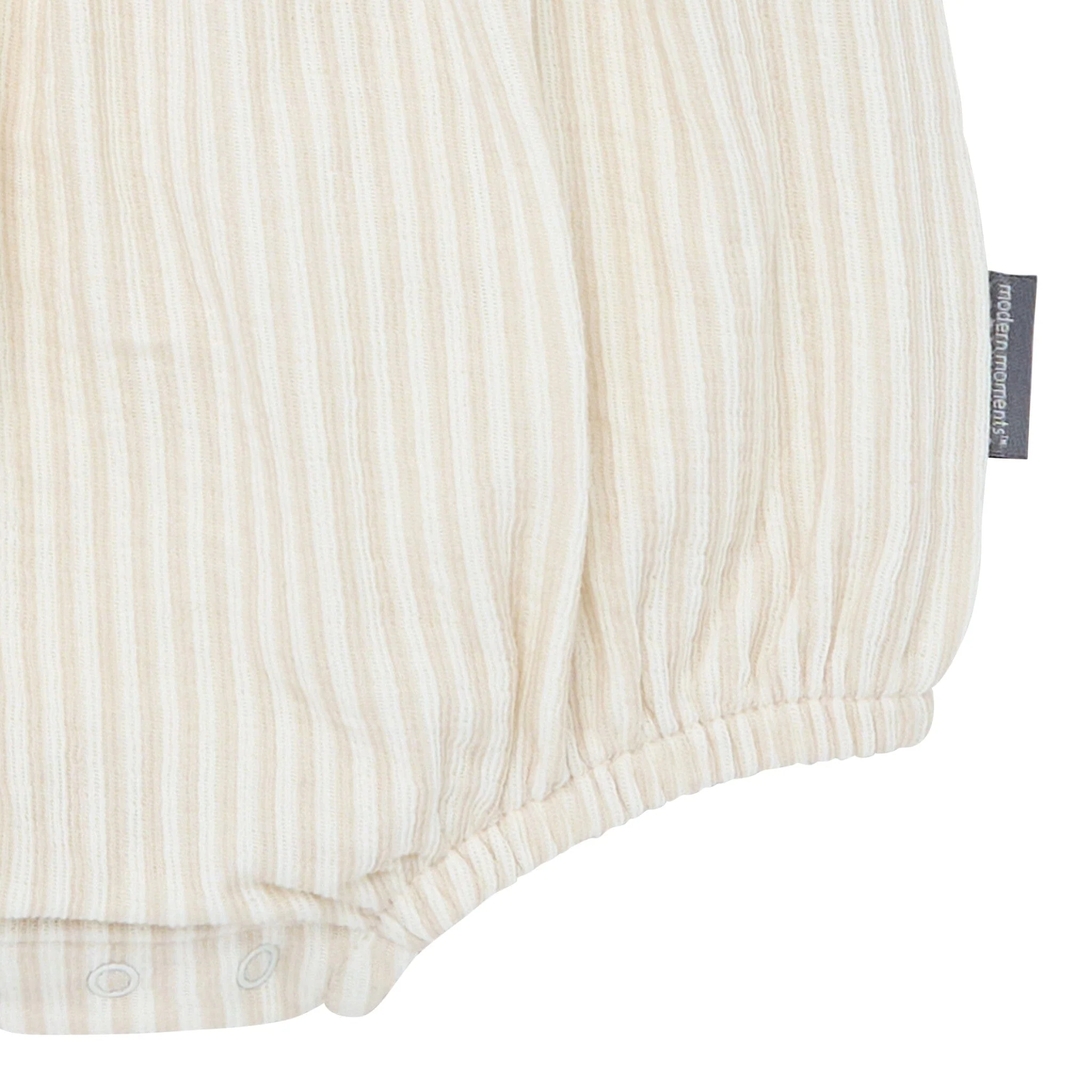 Baby Girls Light Taupe Stripe Ruffle Bubble Romper - Image 3