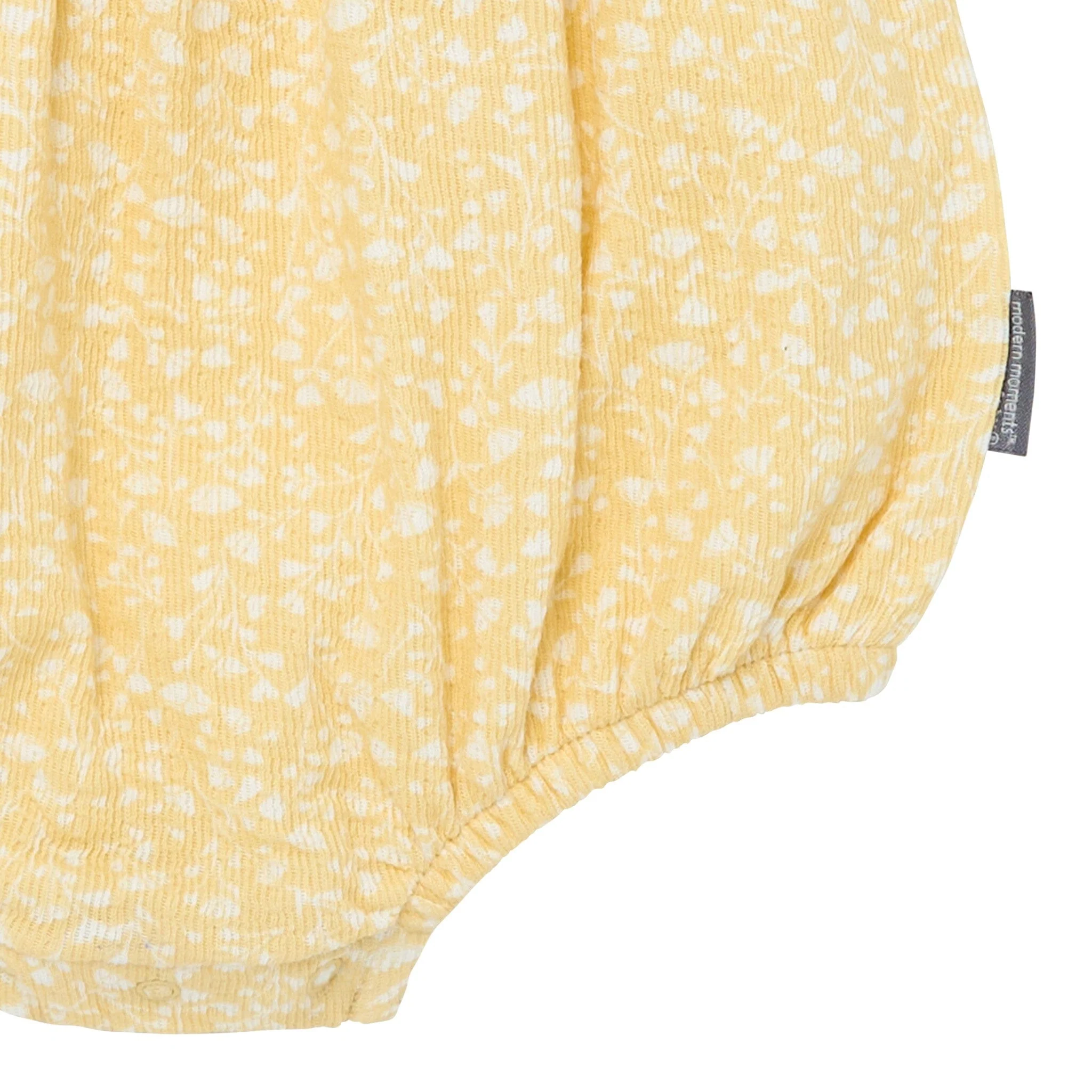 Baby Girls Yellow Vine Flower Ruffle Bubble Romper - Image 6