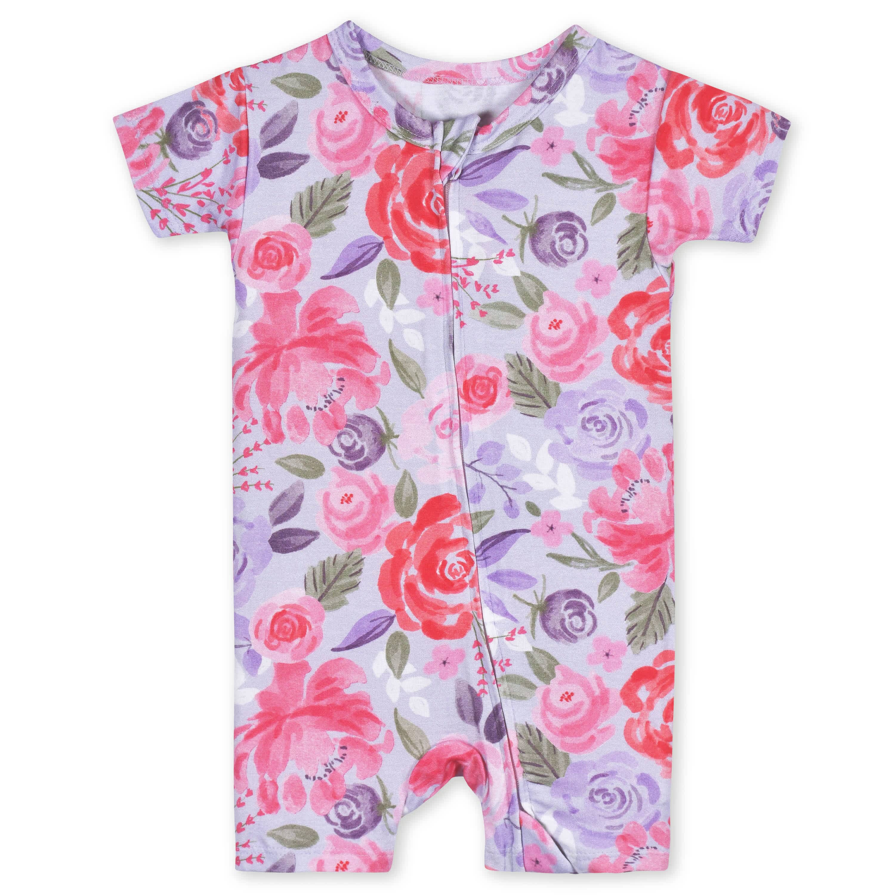 Baby Girls Lilac Garden Buttery Soft Viscose Made from Eucalyptus Snug Fit Romper - Image 2