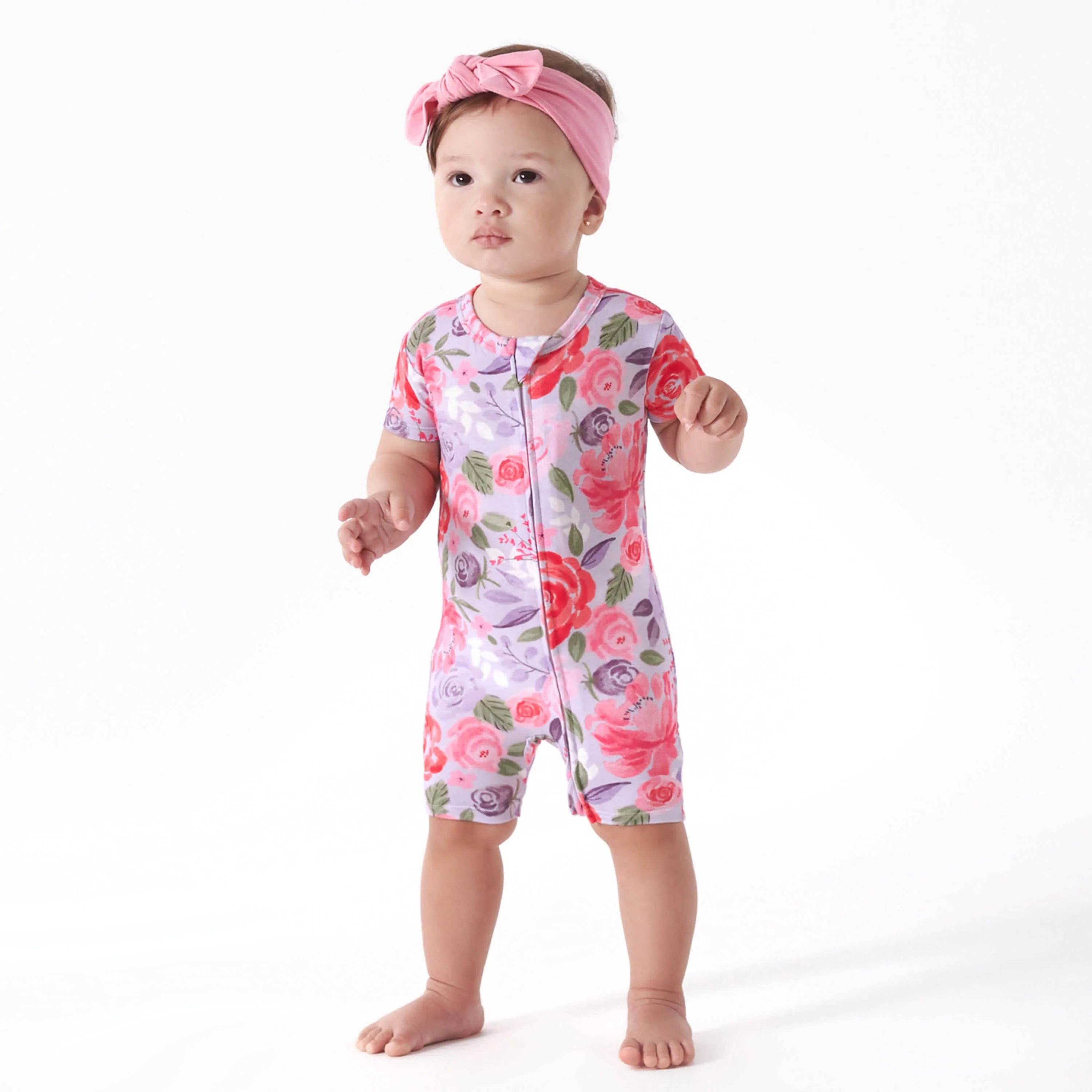 Baby Girls Lilac Garden Buttery Soft Viscose Made from Eucalyptus Snug Fit Romper - Image 3