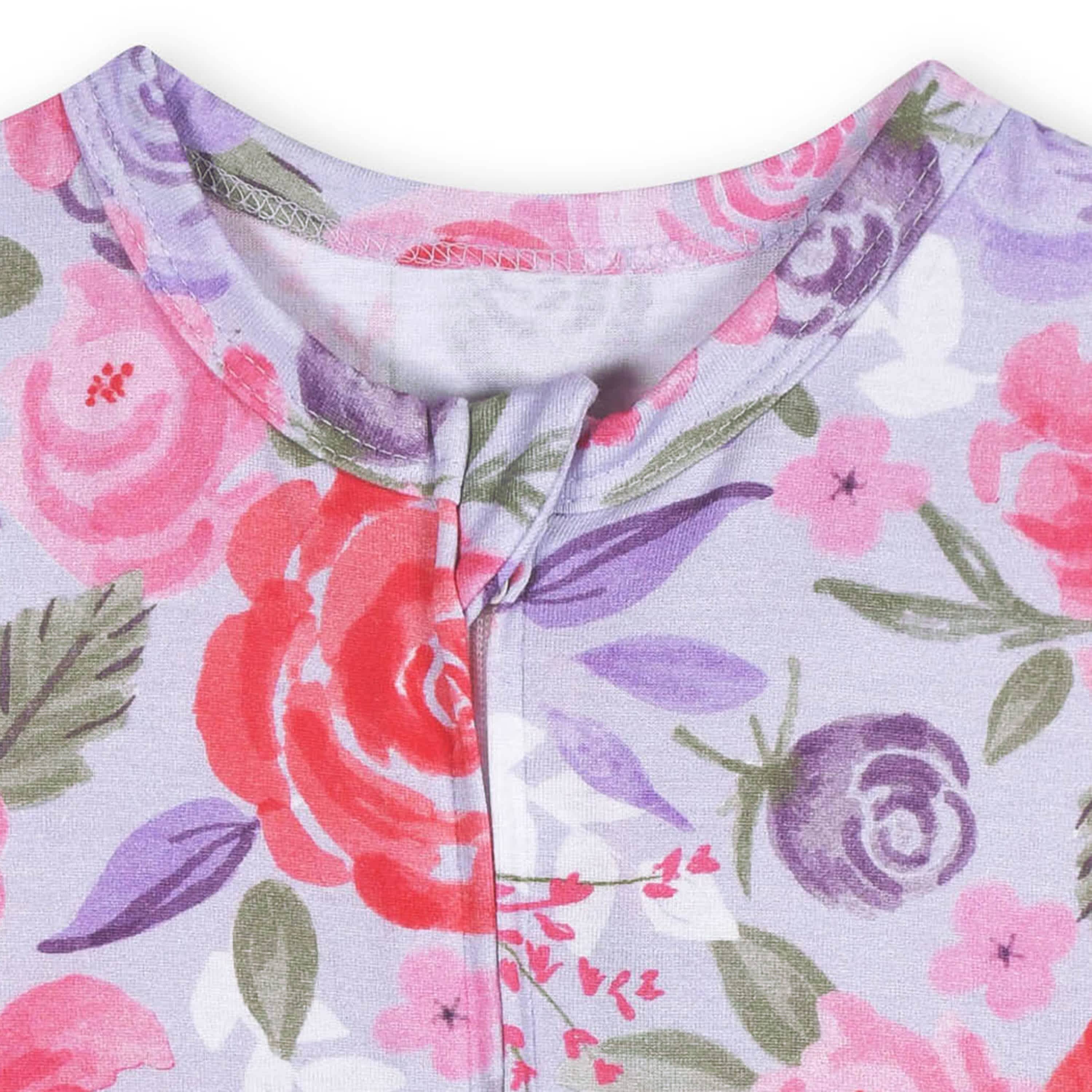 Baby Girls Lilac Garden Buttery Soft Viscose Made from Eucalyptus Snug Fit Romper - Image 4