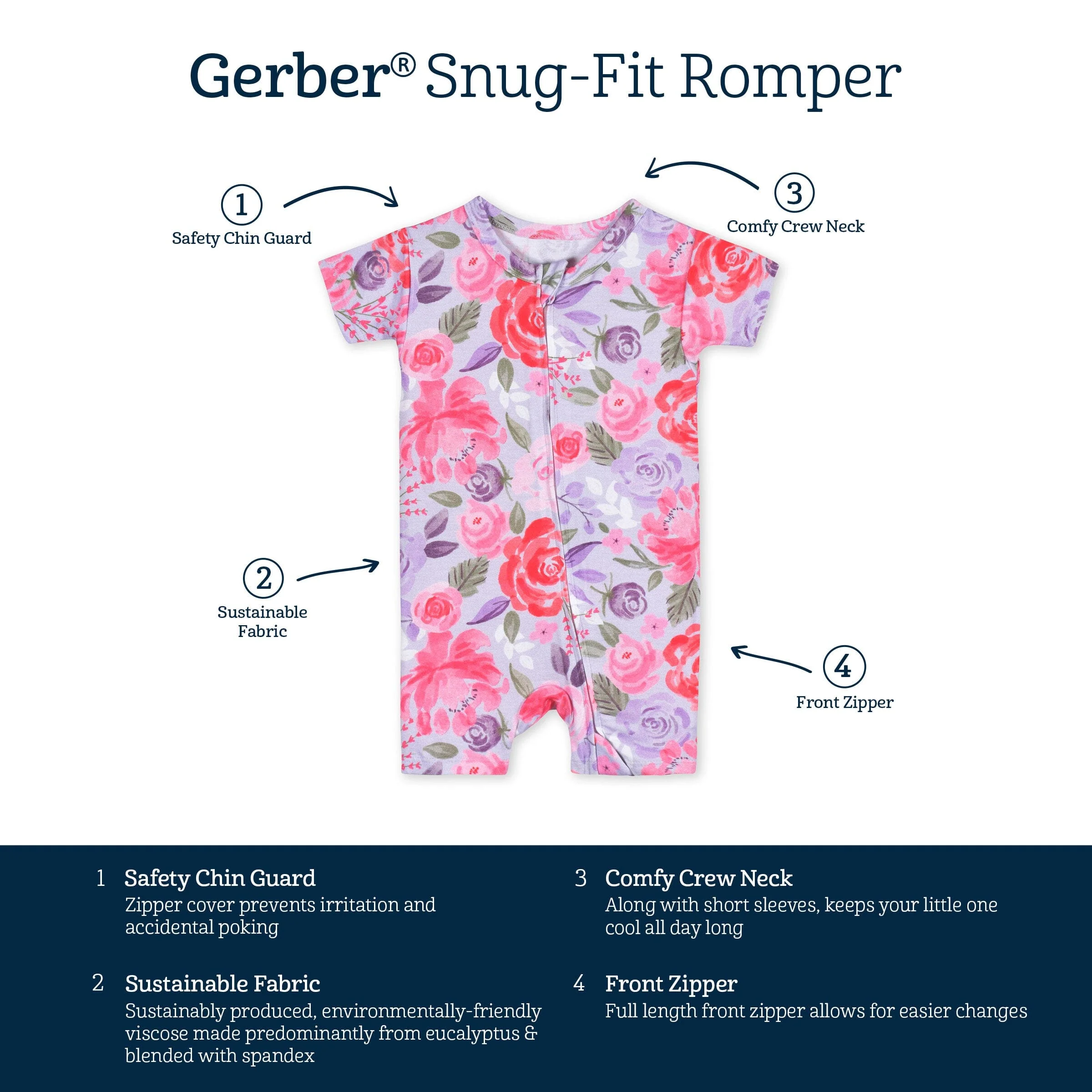 Baby Girls Lilac Garden Buttery Soft Viscose Made from Eucalyptus Snug Fit Romper - Image 6