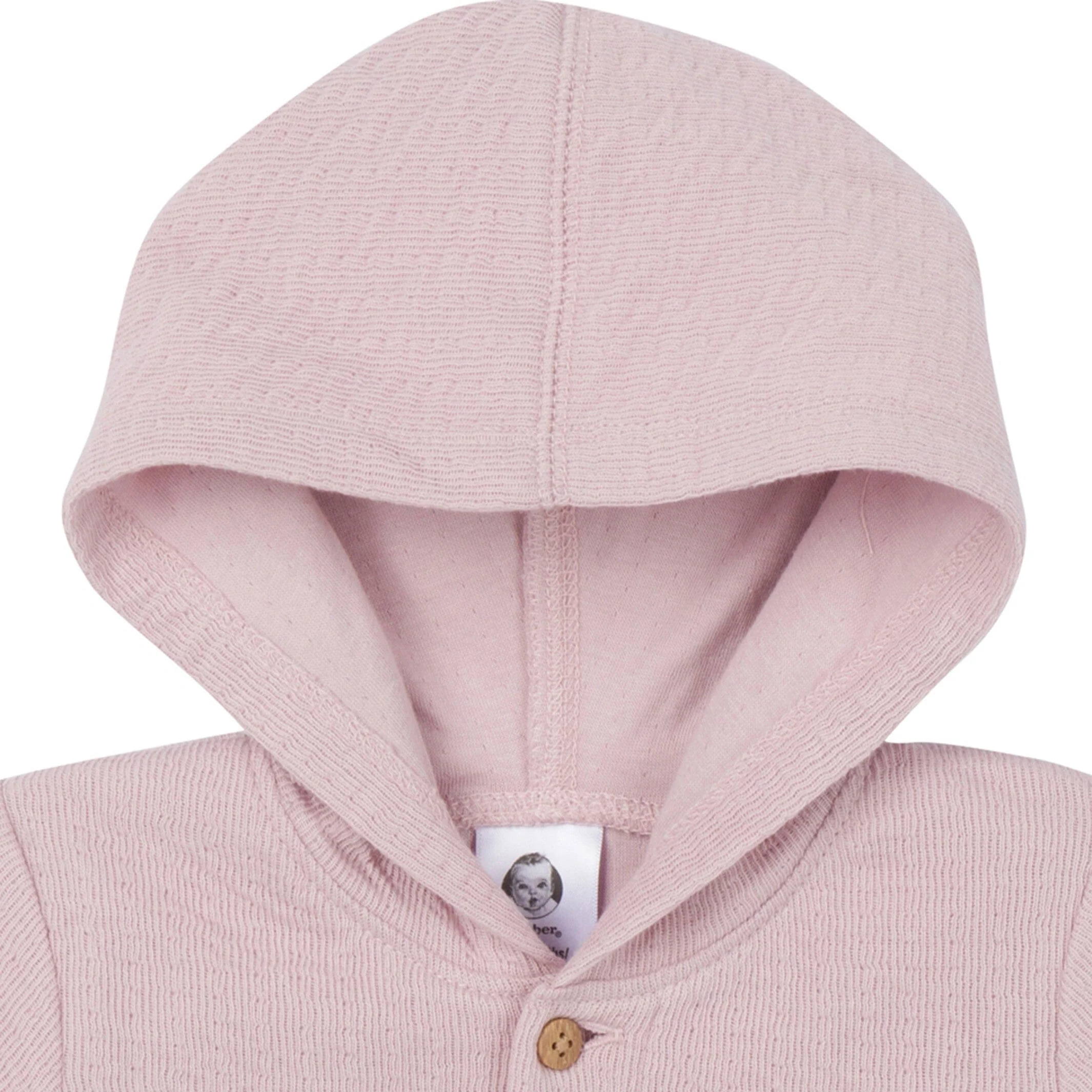 Baby Girls Mauve Hooded Romper - Image 2