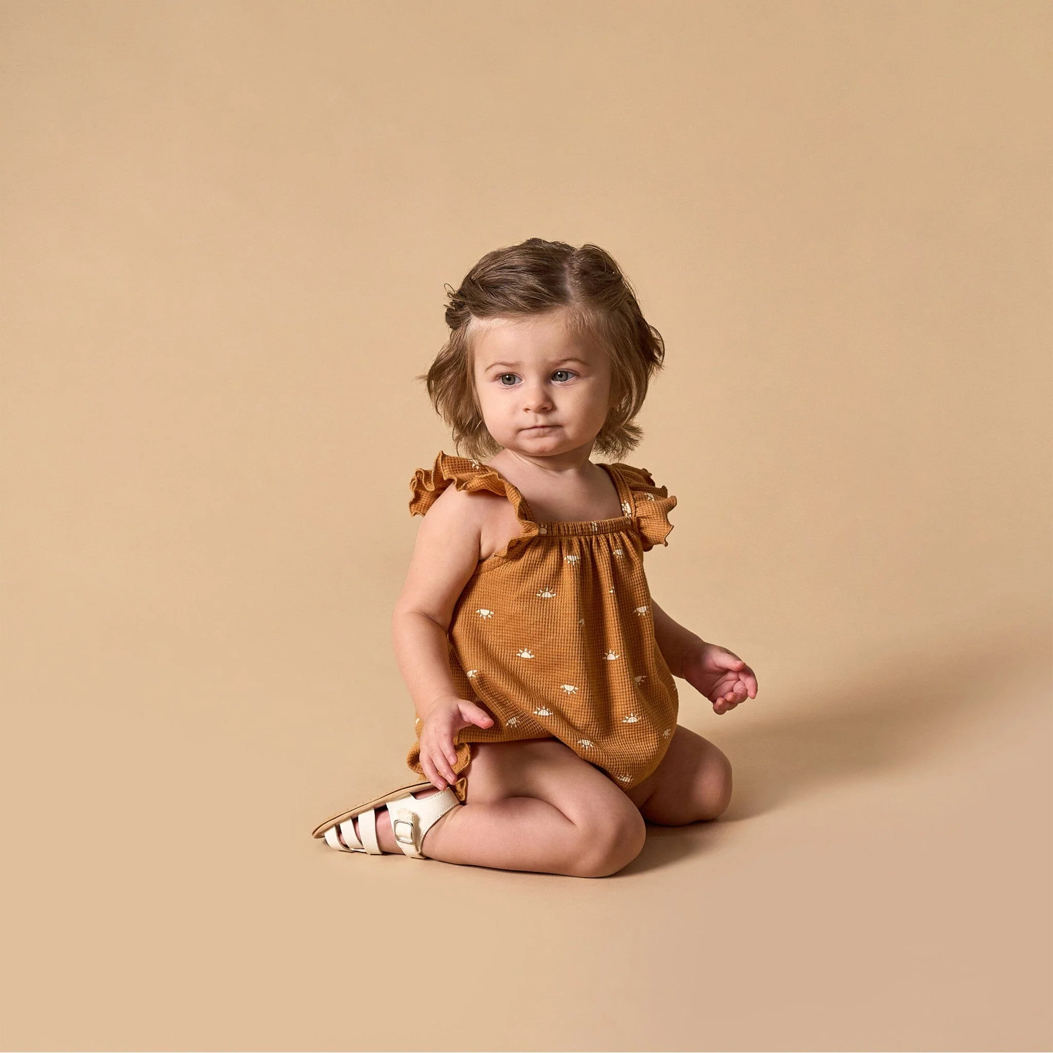 Baby Girls Brown Sun Bubble Romper - Image 3
