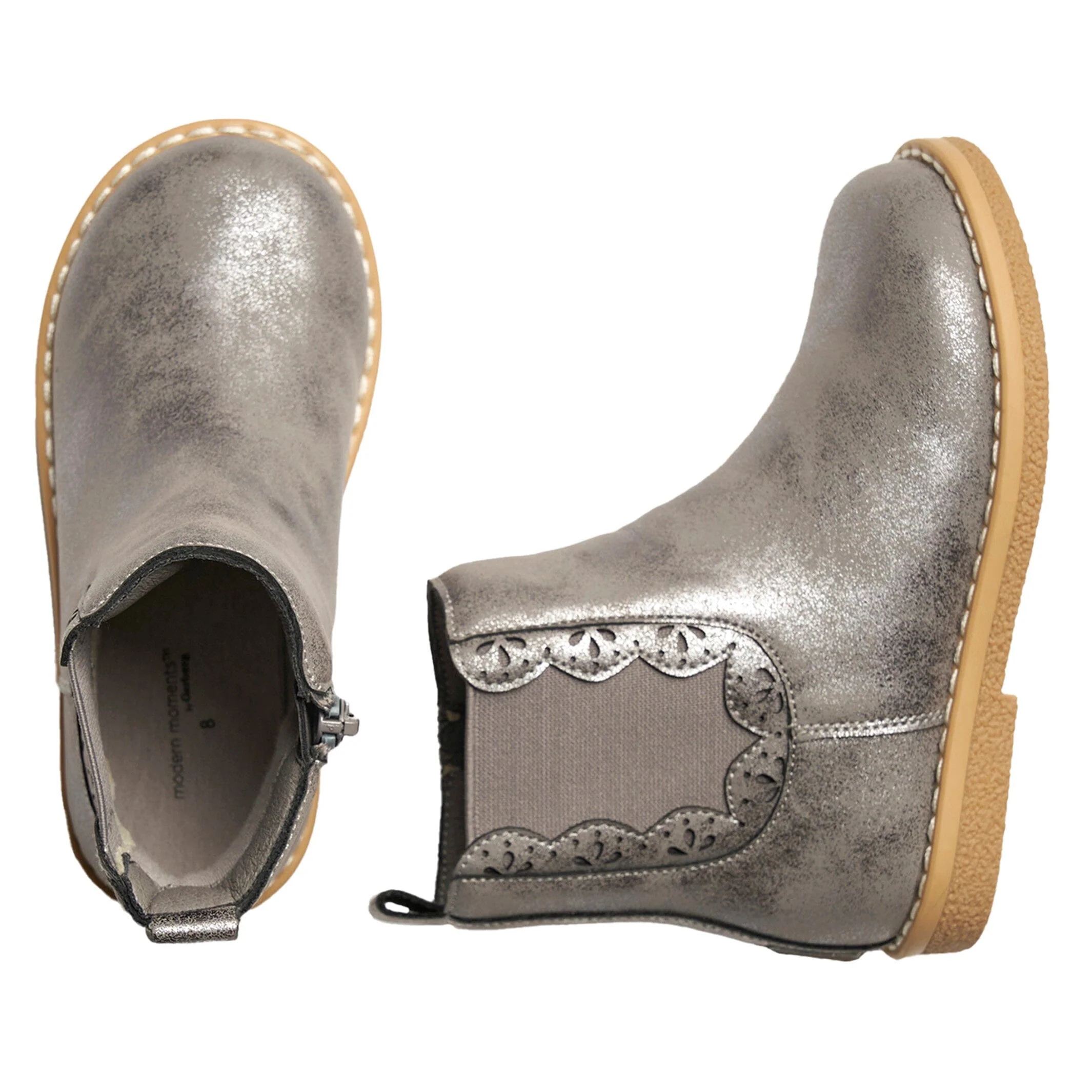 Infant & Toddler Girls Metallic Dark Grey Chelsea Boot - Image 3