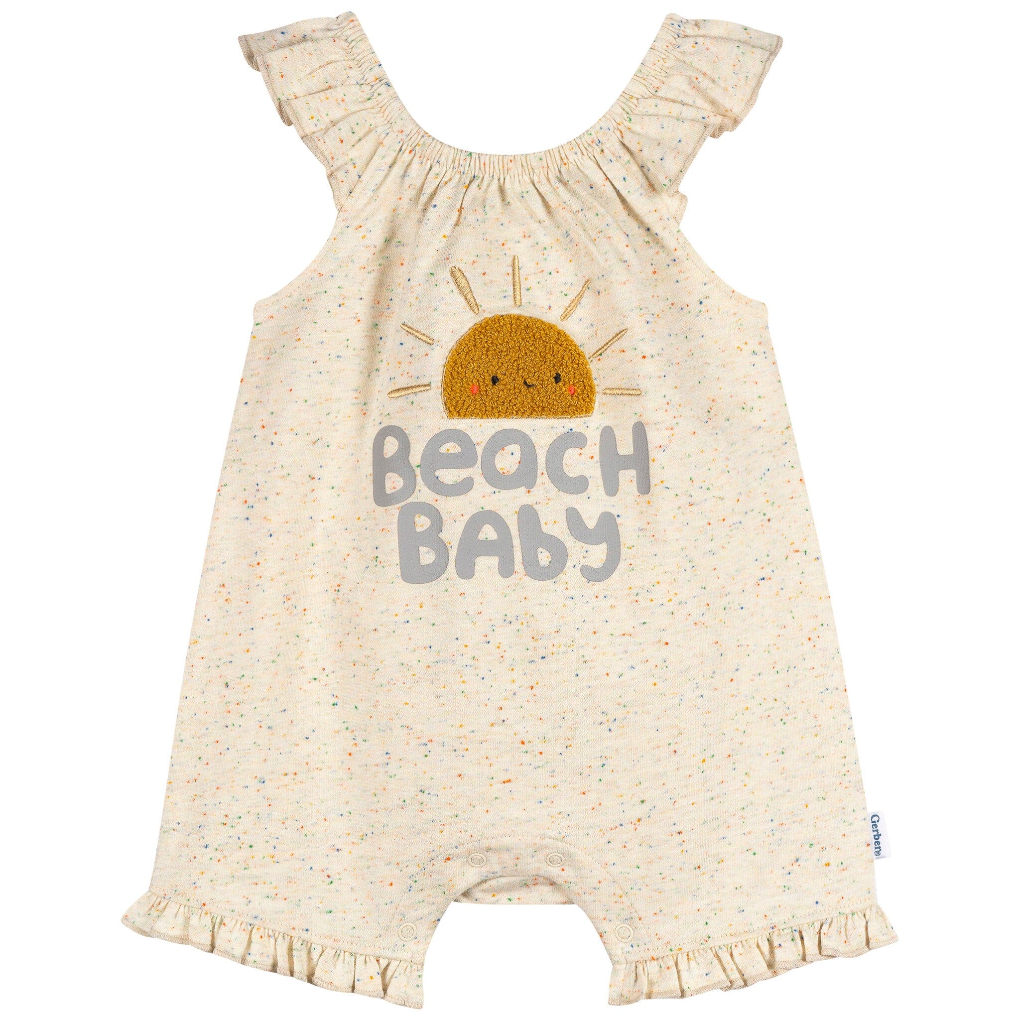 Baby Girls Oatmeal Speckle Sleeveless Ruffle Romper