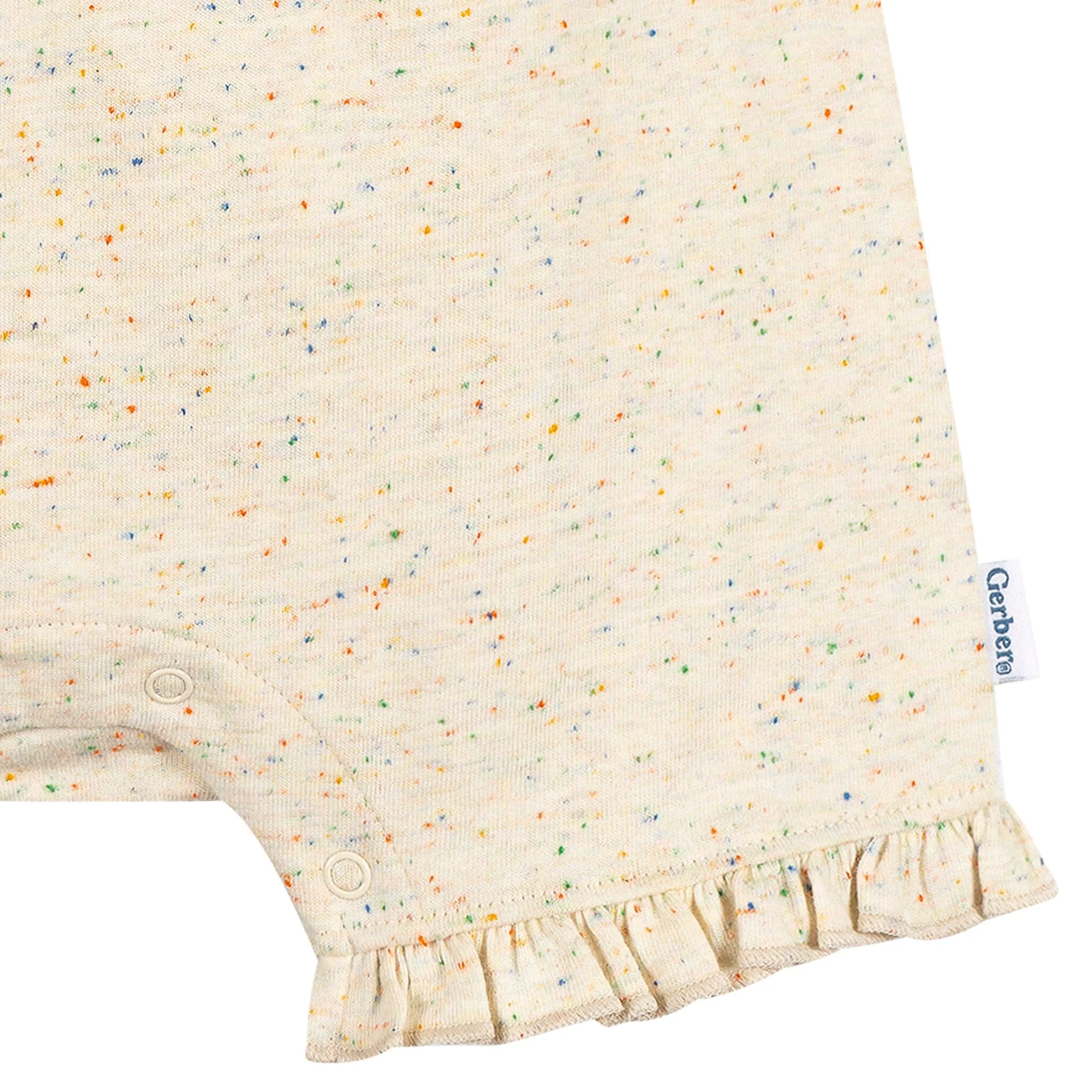 Baby Girls Oatmeal Speckle Sleeveless Ruffle Romper - Image 4