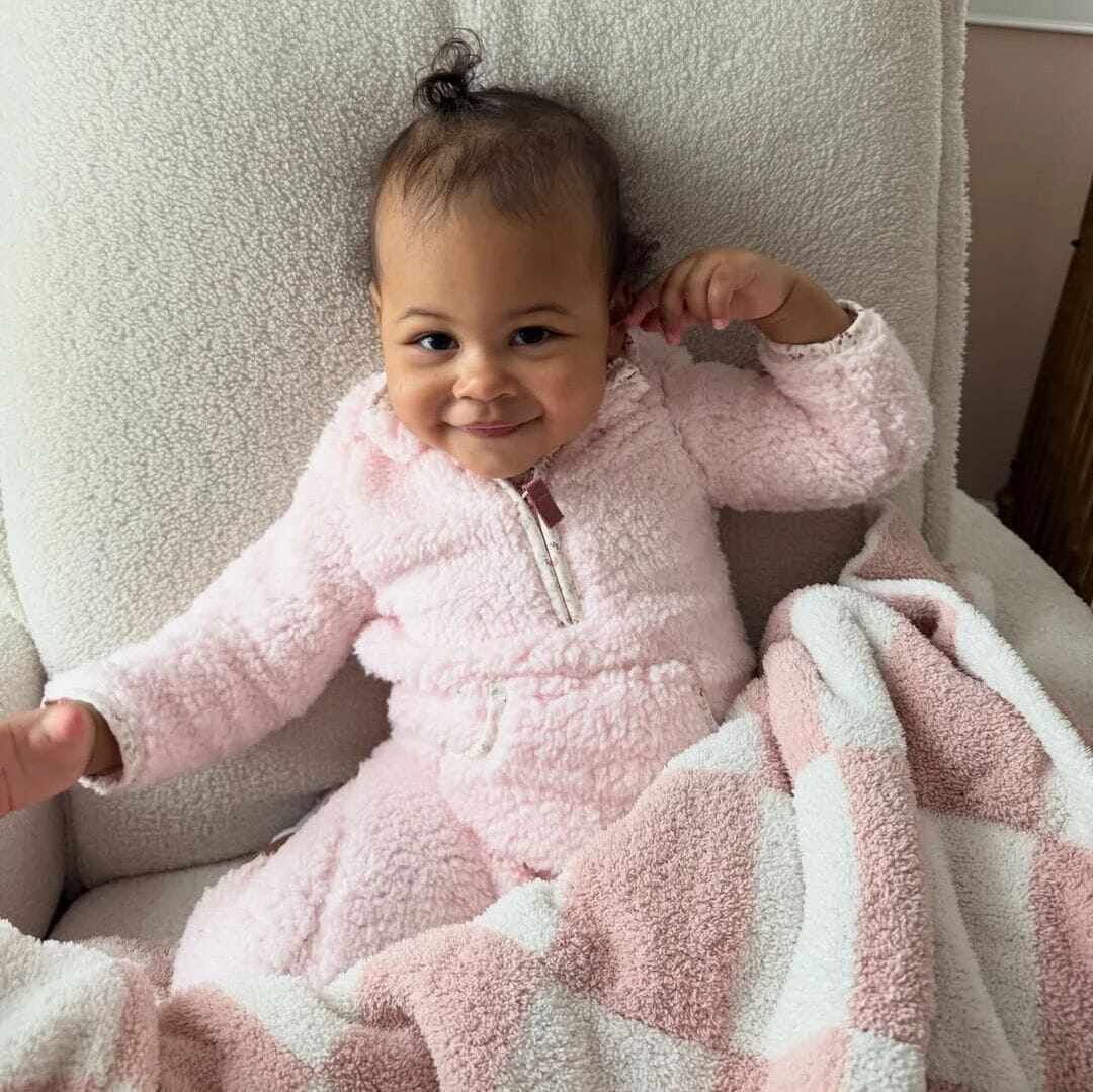 Baby Girls Pink Sherpa Romper - Image 2