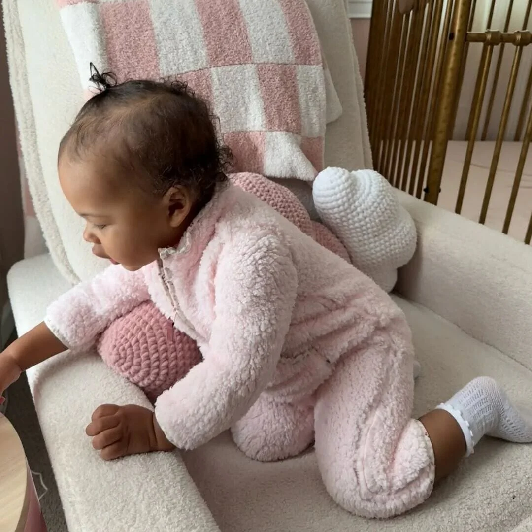 Baby Girls Pink Sherpa Romper - Image 3