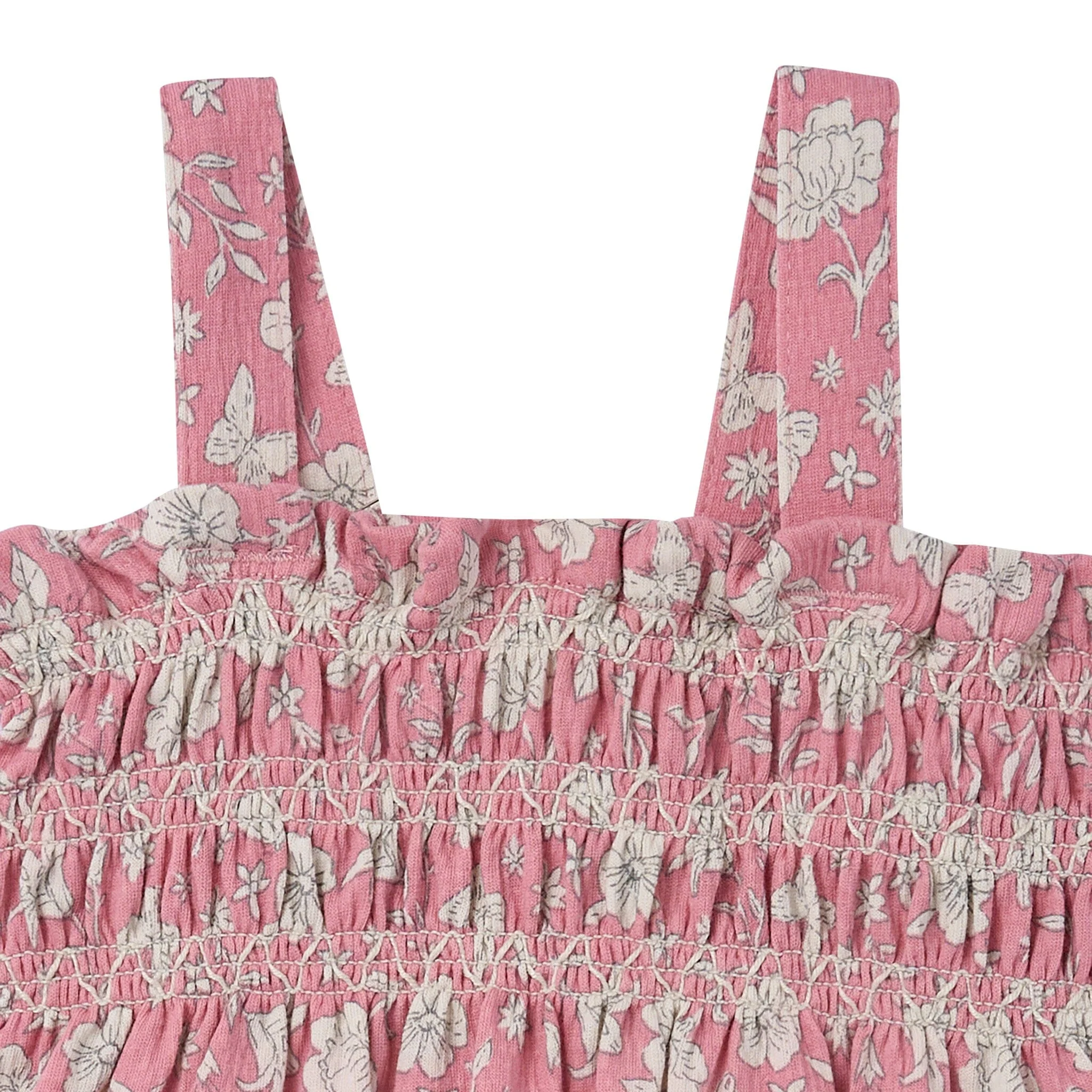 Baby Girls Pink Flower Long Leg Romper - Image 2