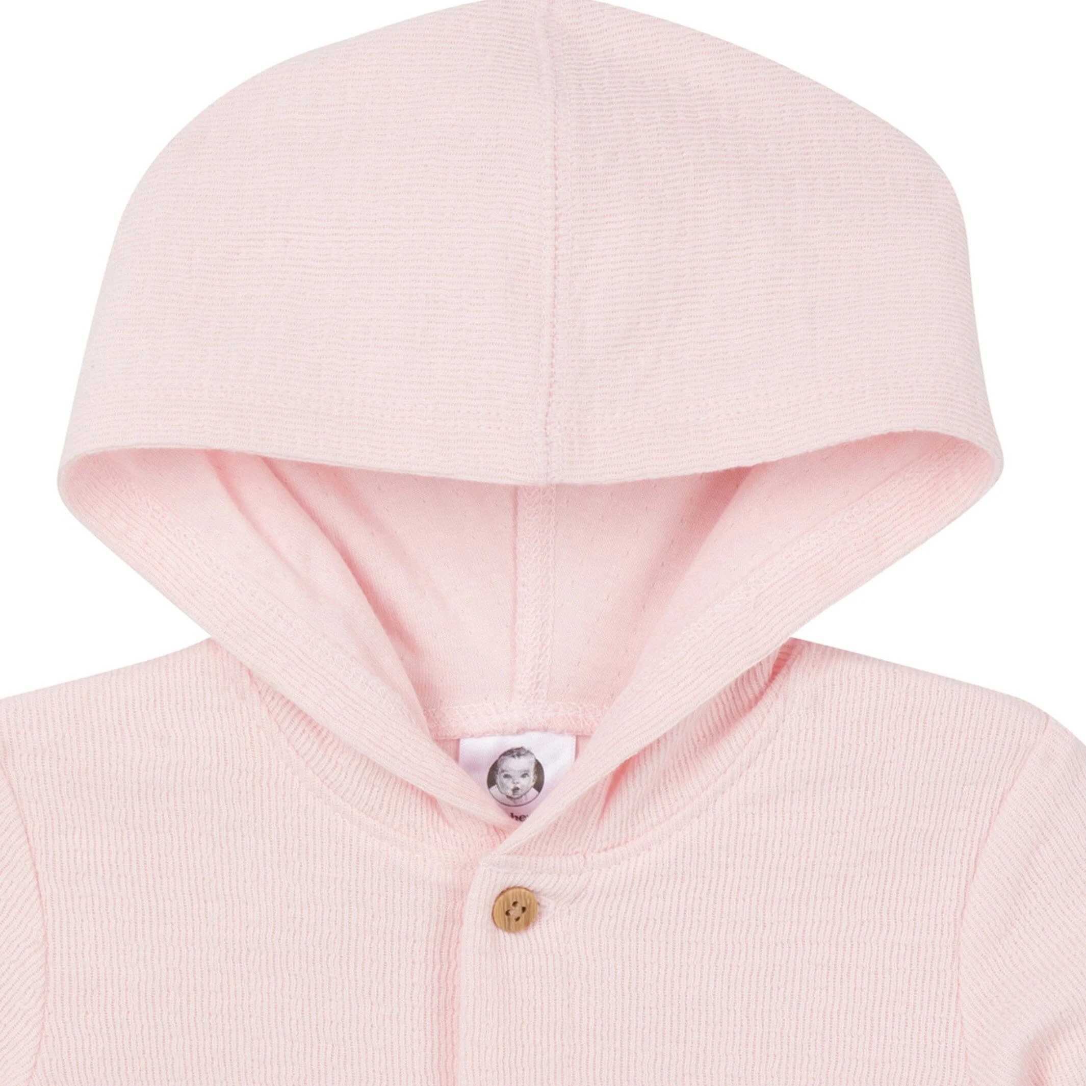 Baby Girls Pink Hooded Romper - Image 2