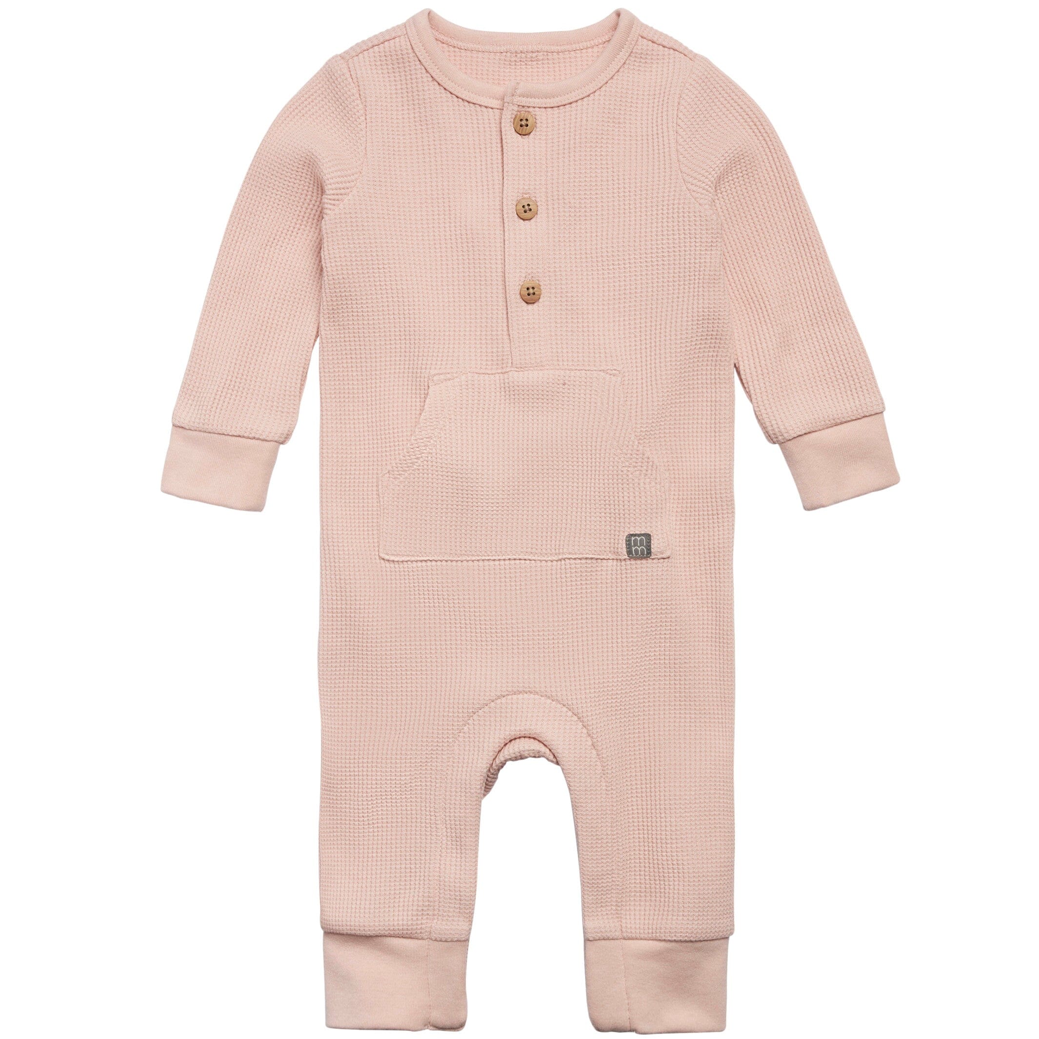 Baby Girls Pink Kangaroo Pocket Viscose Waffle Romper