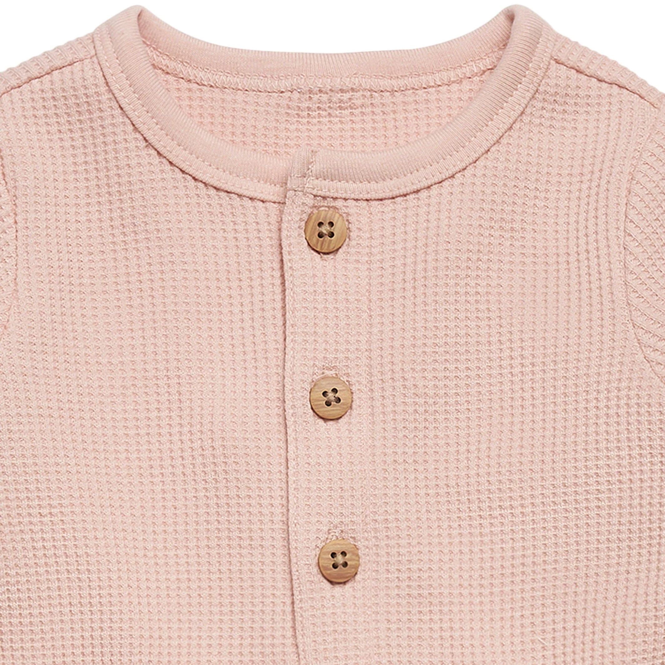 Baby Girls Pink Kangaroo Pocket Viscose Waffle Romper - Image 2