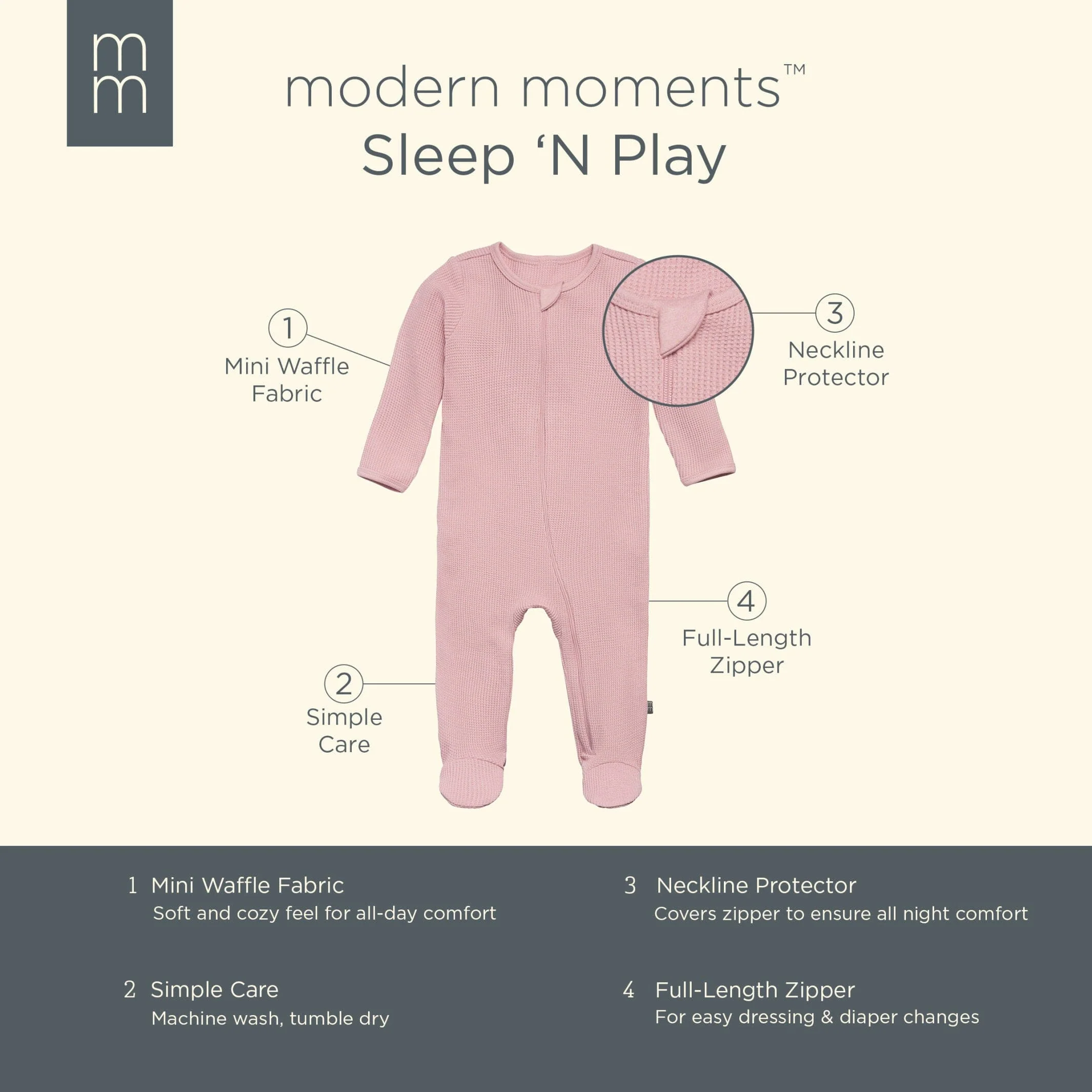 Baby Girls Pink Waffle Sleep 'N Play - Image 6