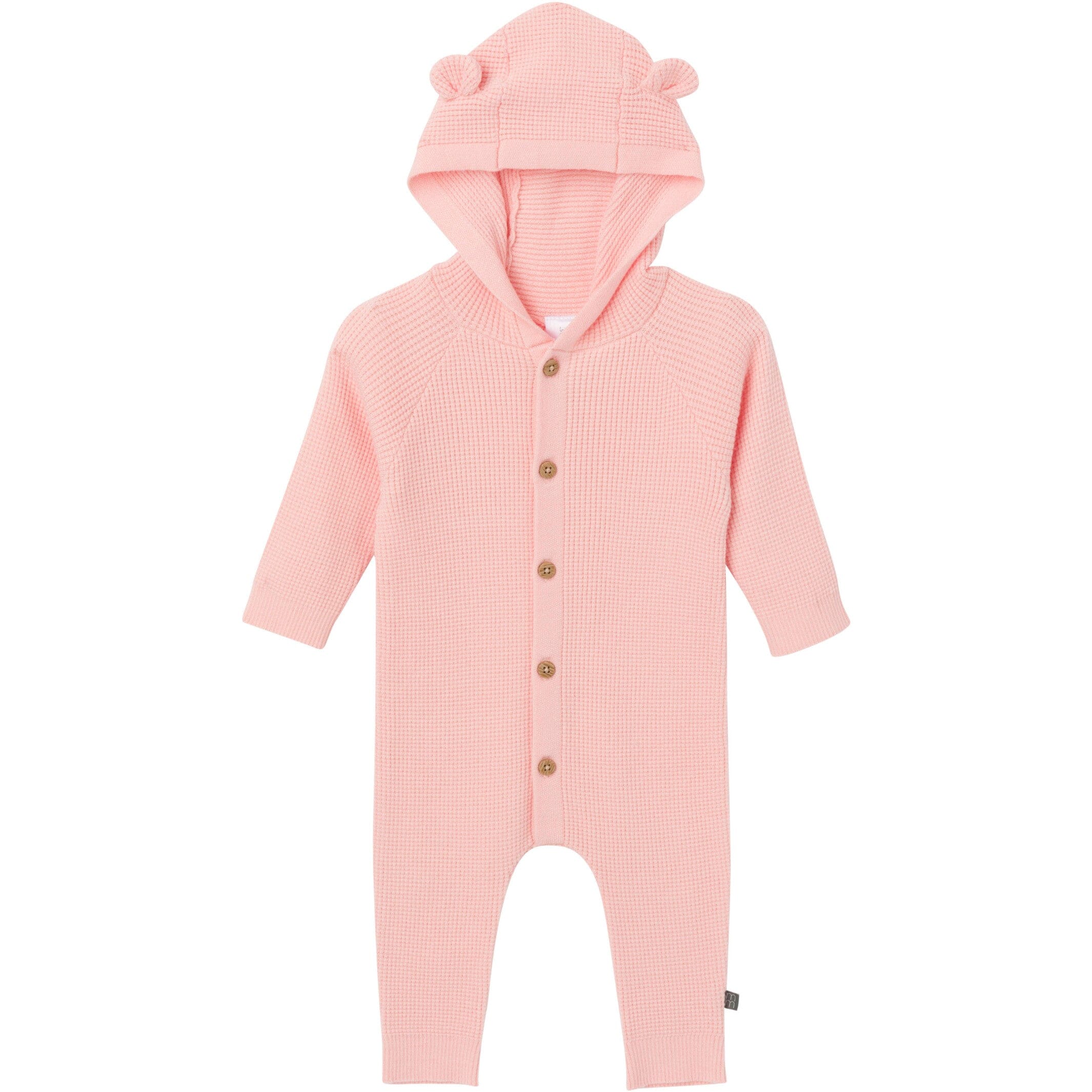Baby Girls Pink Hooded Viscose Sweater Romper