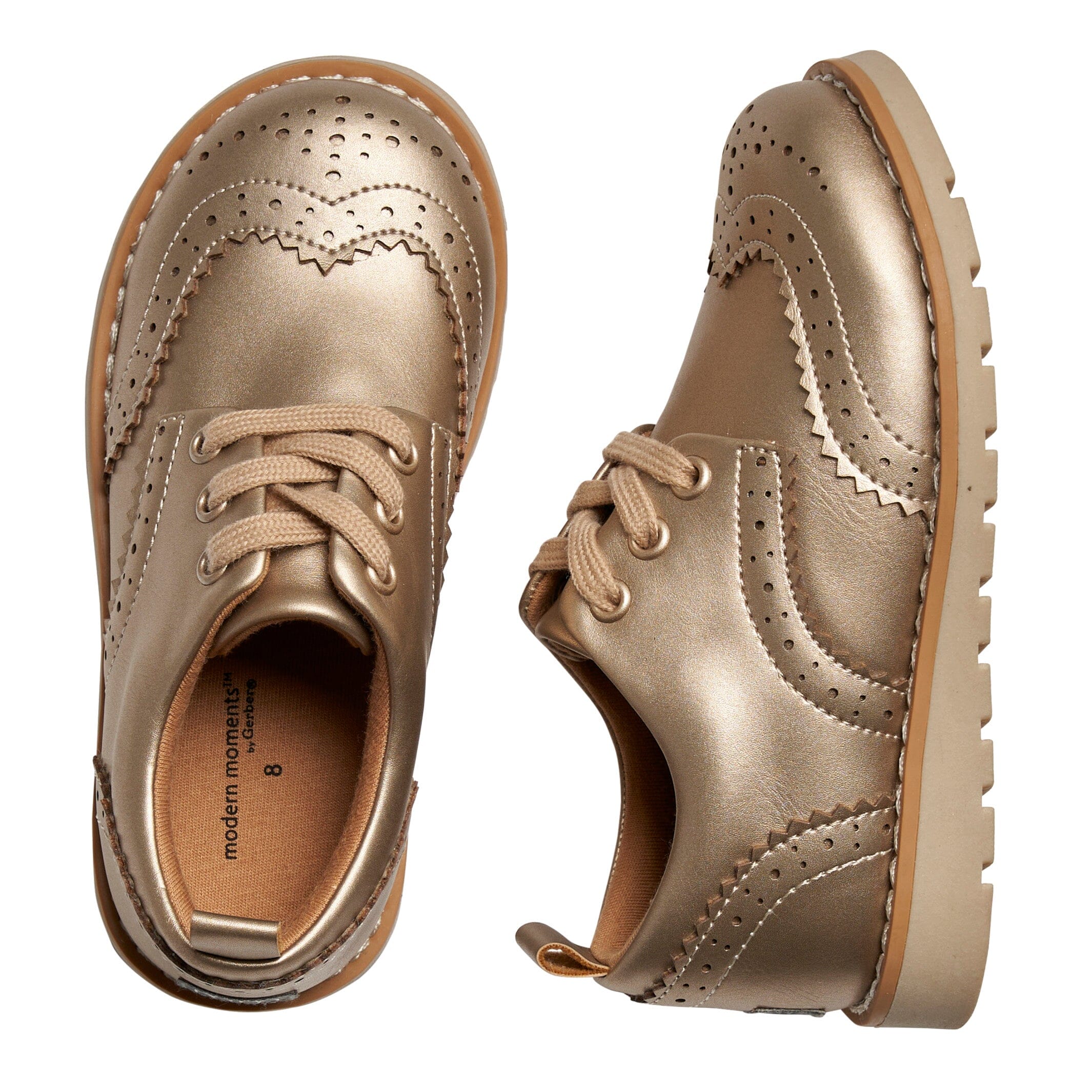 Infant & Toddler Girls Platinum Wingtip Oxfords - Image 3