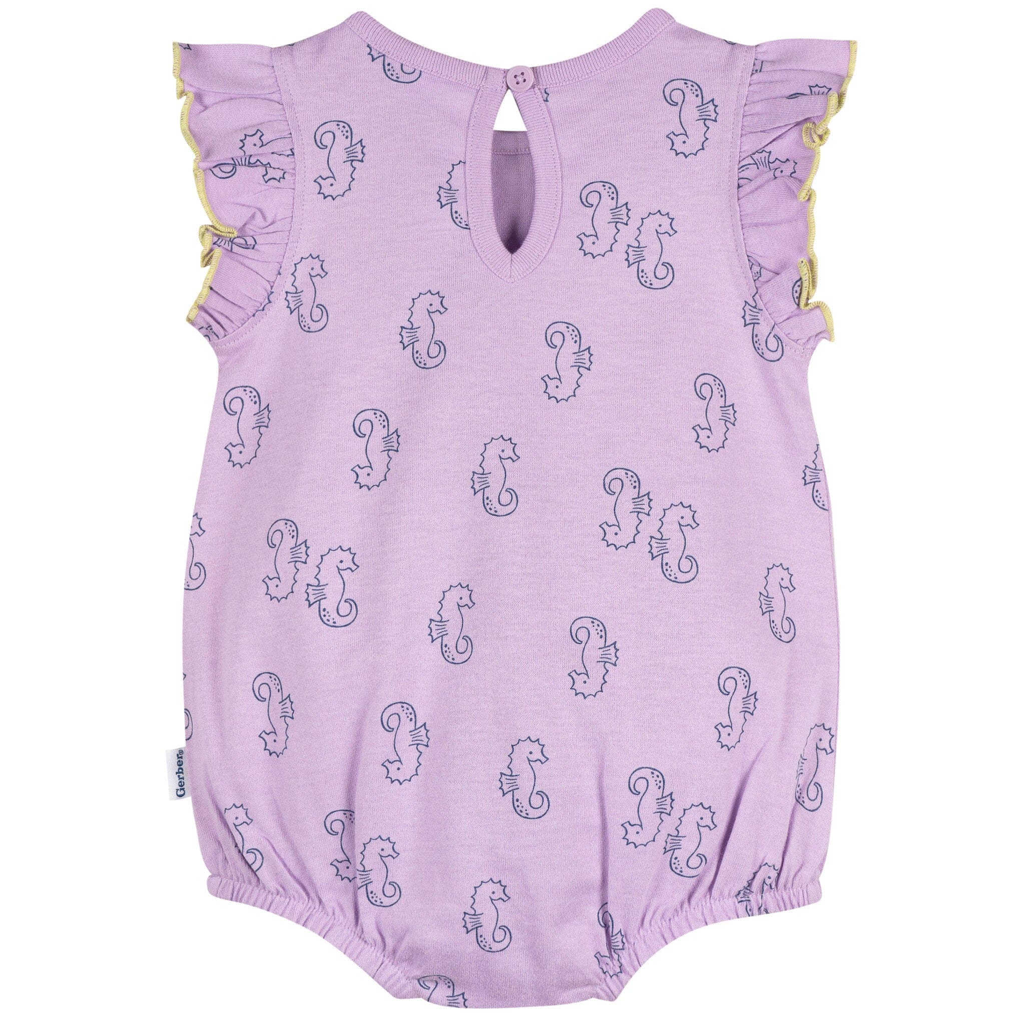 Baby Girls Purple Seahorses Pocket Bubble Romper - Image 2