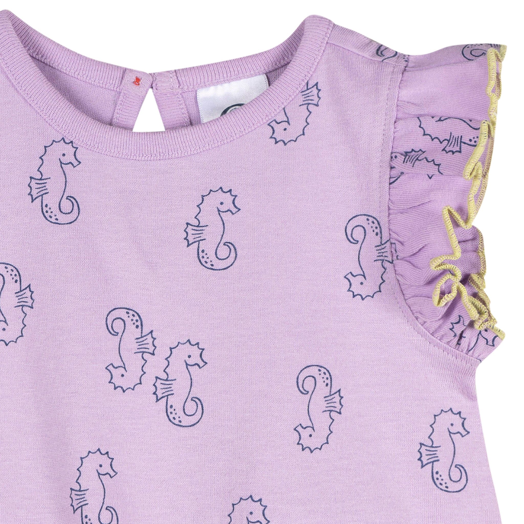 Baby Girls Purple Seahorses Pocket Bubble Romper - Image 3
