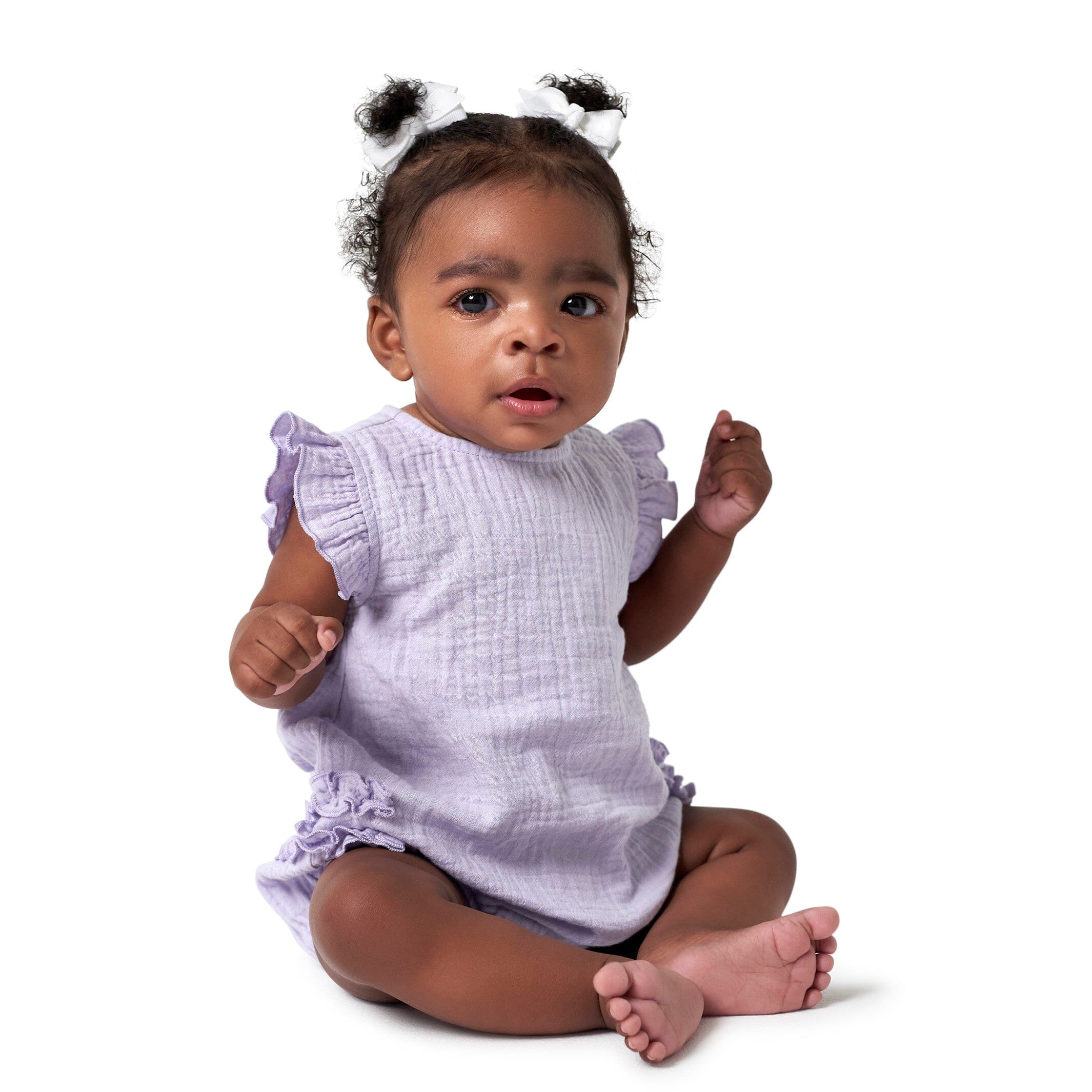 Baby Girls Purple Gauze Bubble Romper, Newborn - Image 2