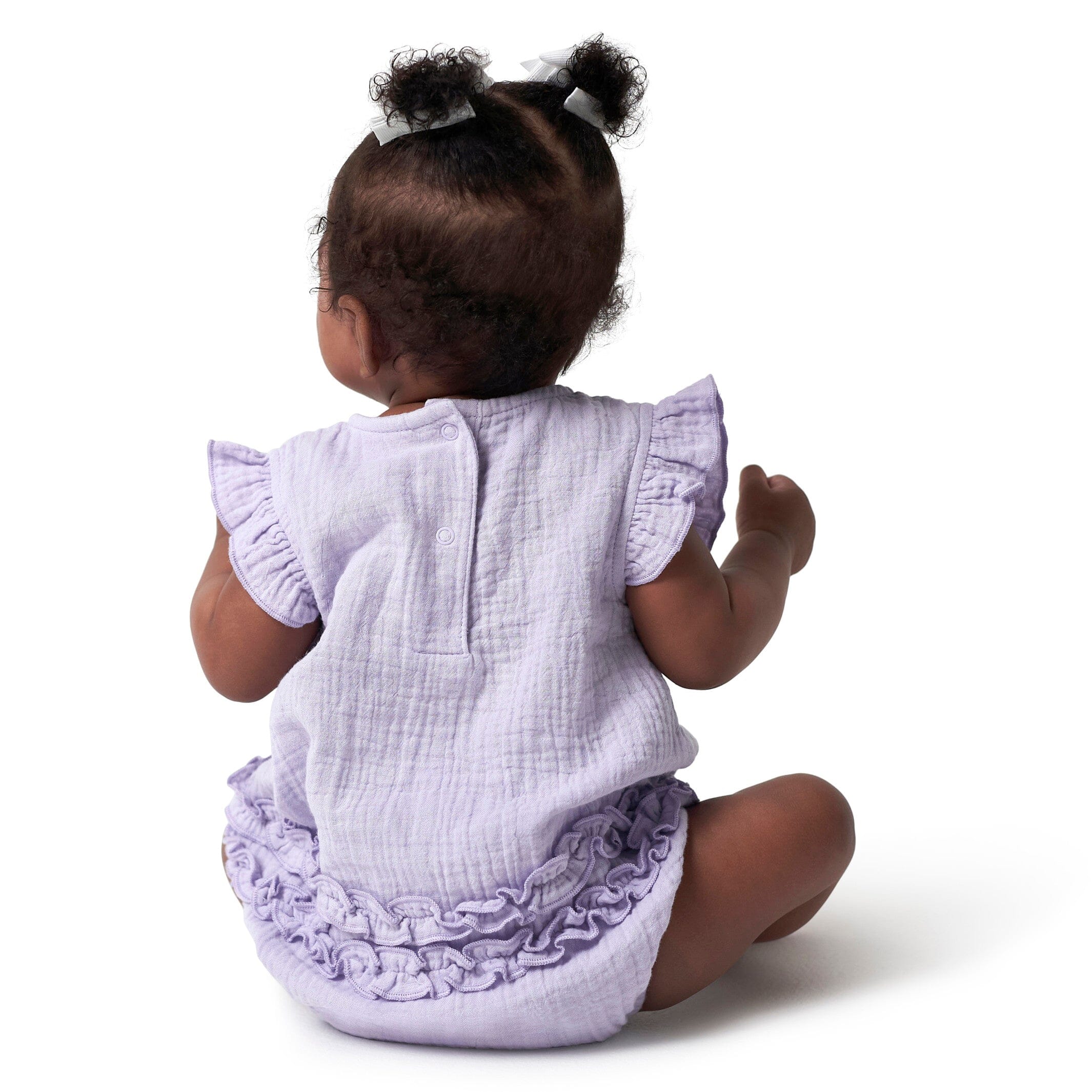 Baby Girls Purple Gauze Bubble Romper, Newborn - Image 3