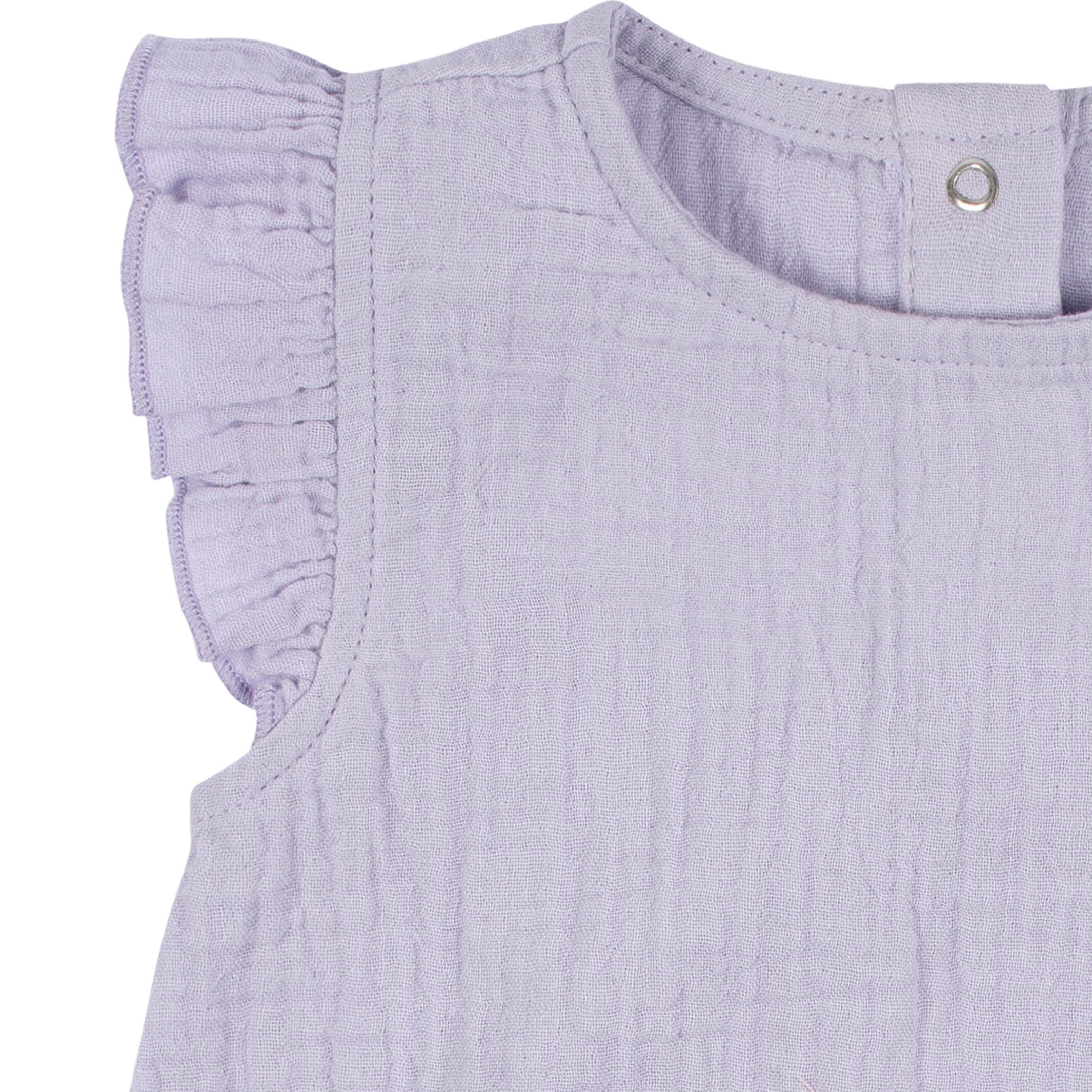 Baby Girls Purple Gauze Bubble Romper, Newborn - Image 4