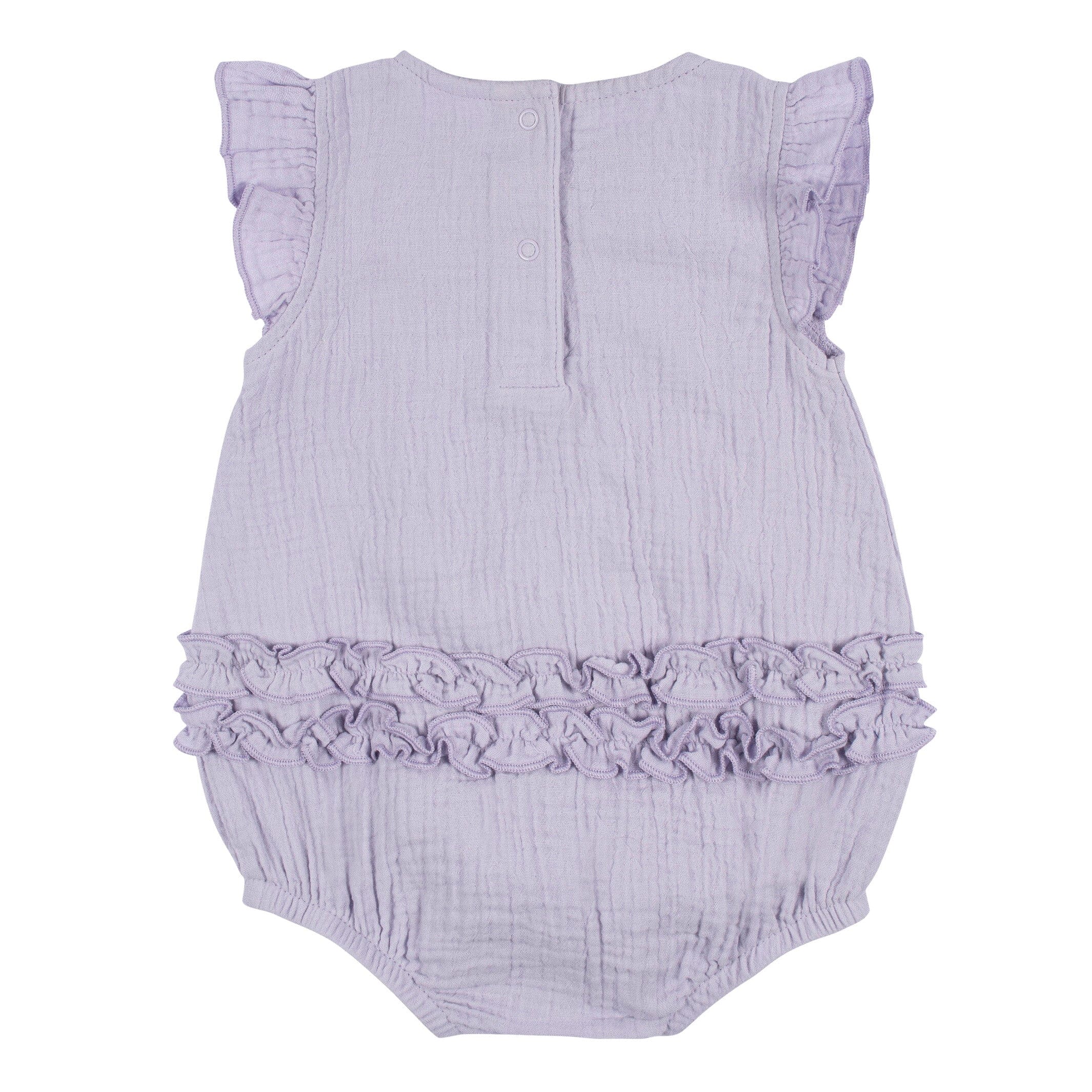 Baby Girls Purple Gauze Bubble Romper, Newborn - Image 5