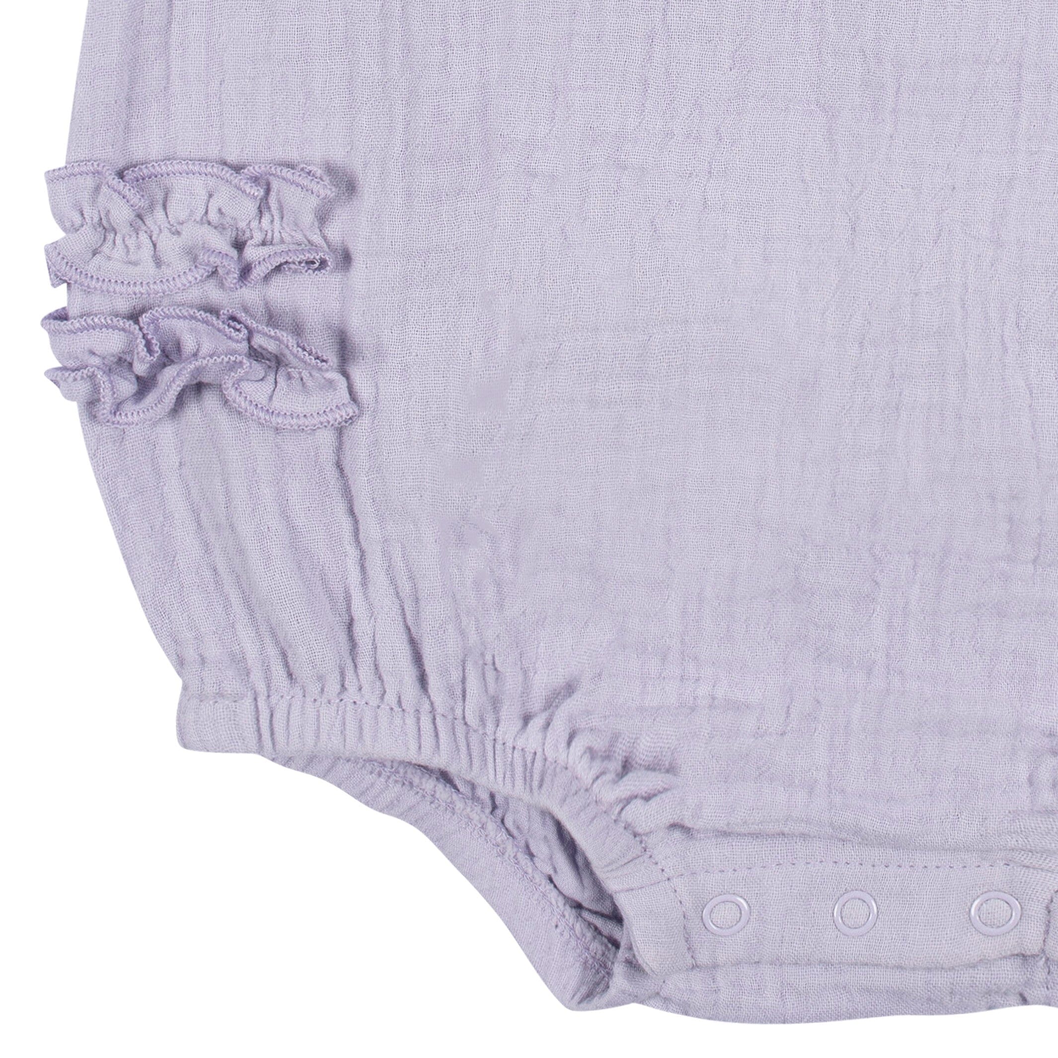 Baby Girls Purple Gauze Bubble Romper, Newborn - Image 7