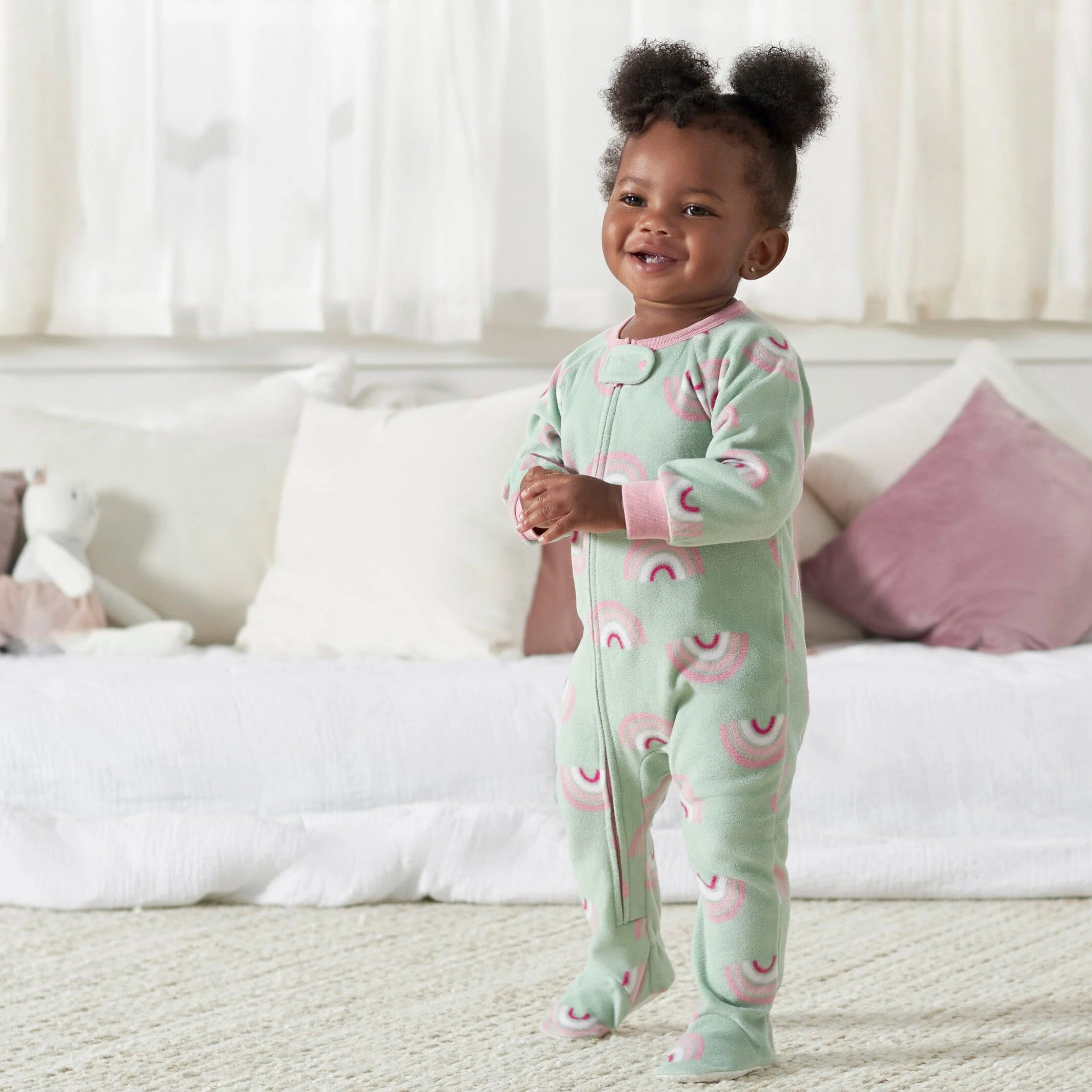 Baby Girls Rainbow Fleece Pajamas - Image 2