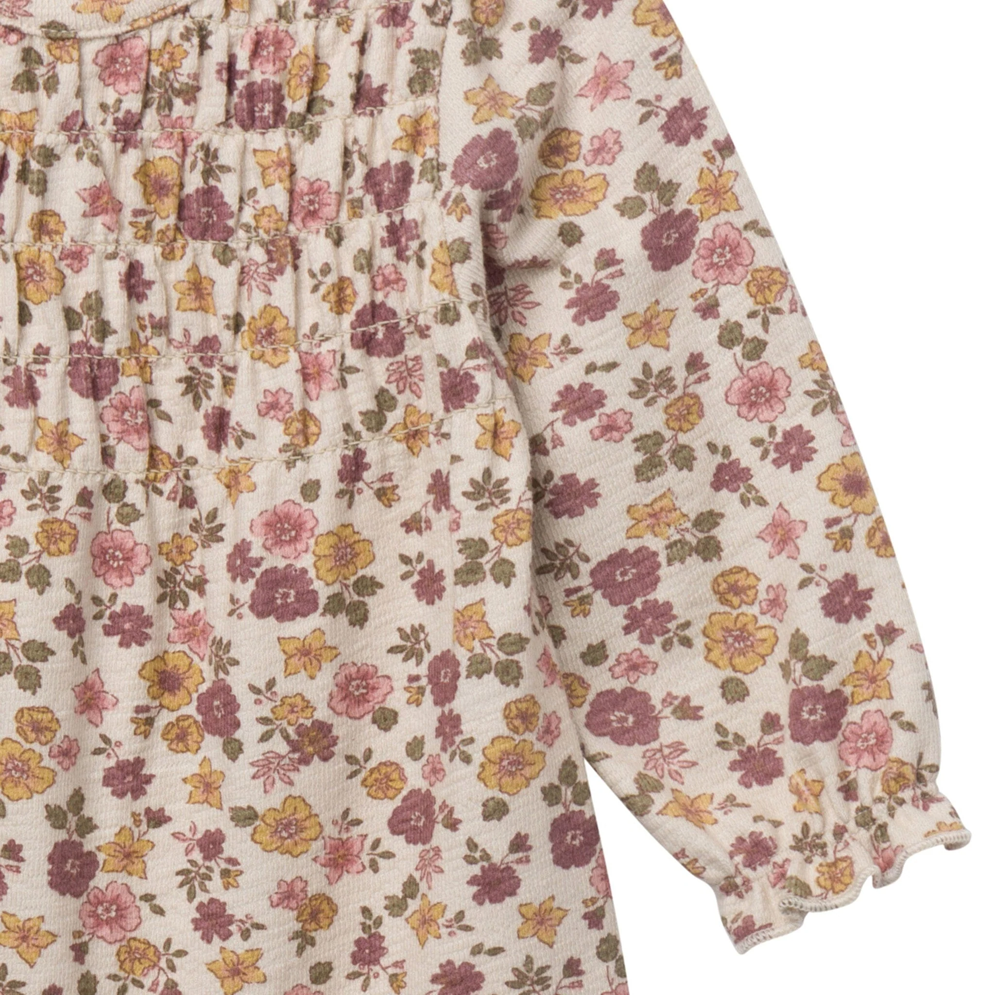 Baby Girls Rainy Day Floral Smocked Long Leg Romper - Image 4
