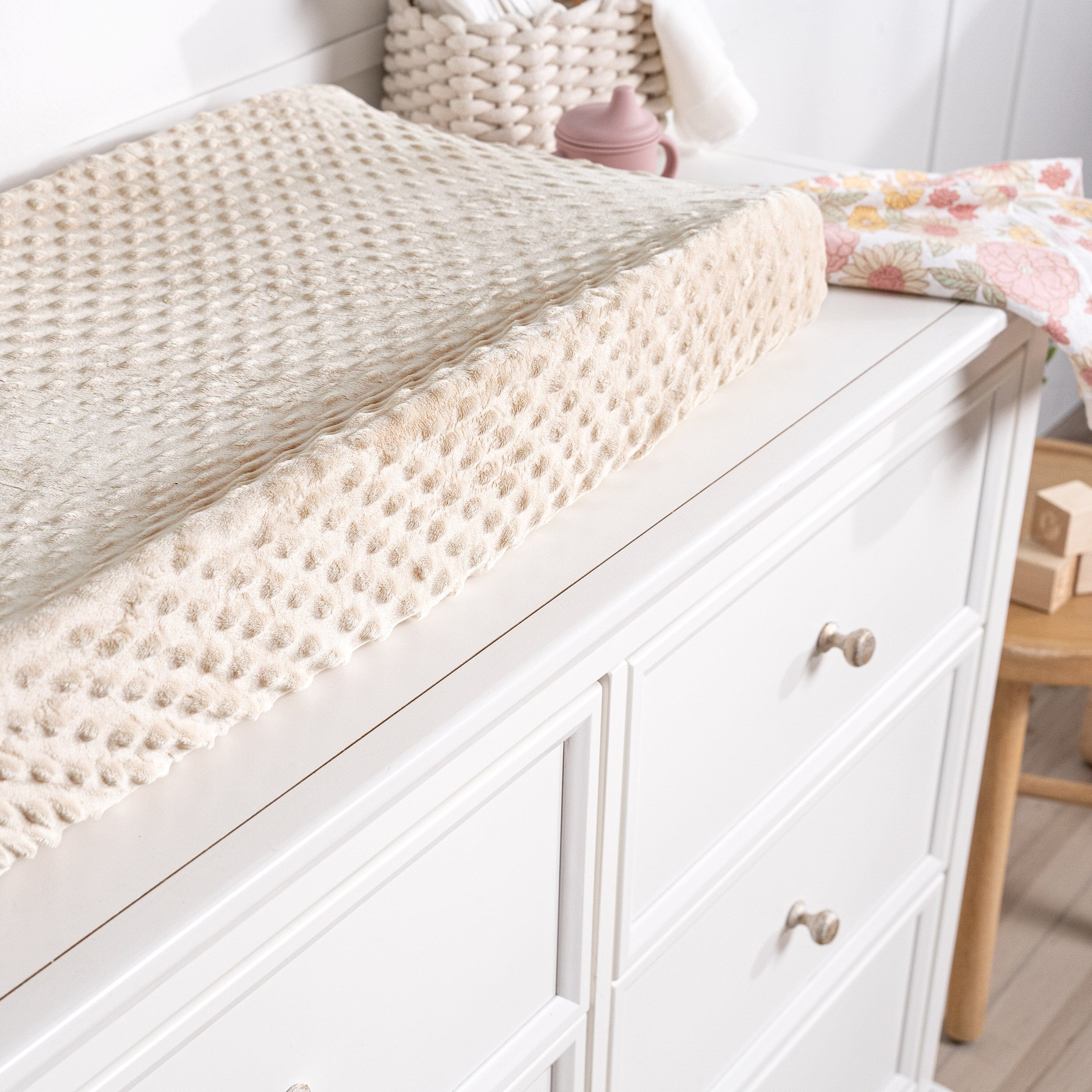 Baby Neutral Ivory Dotted Changing Pad Cover - Image 2