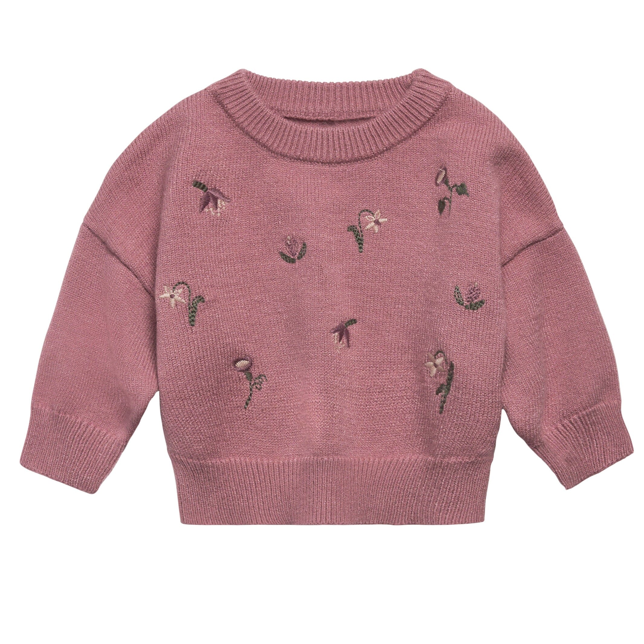 Baby Girls Rose Floral Embroidered Viscose Sweater